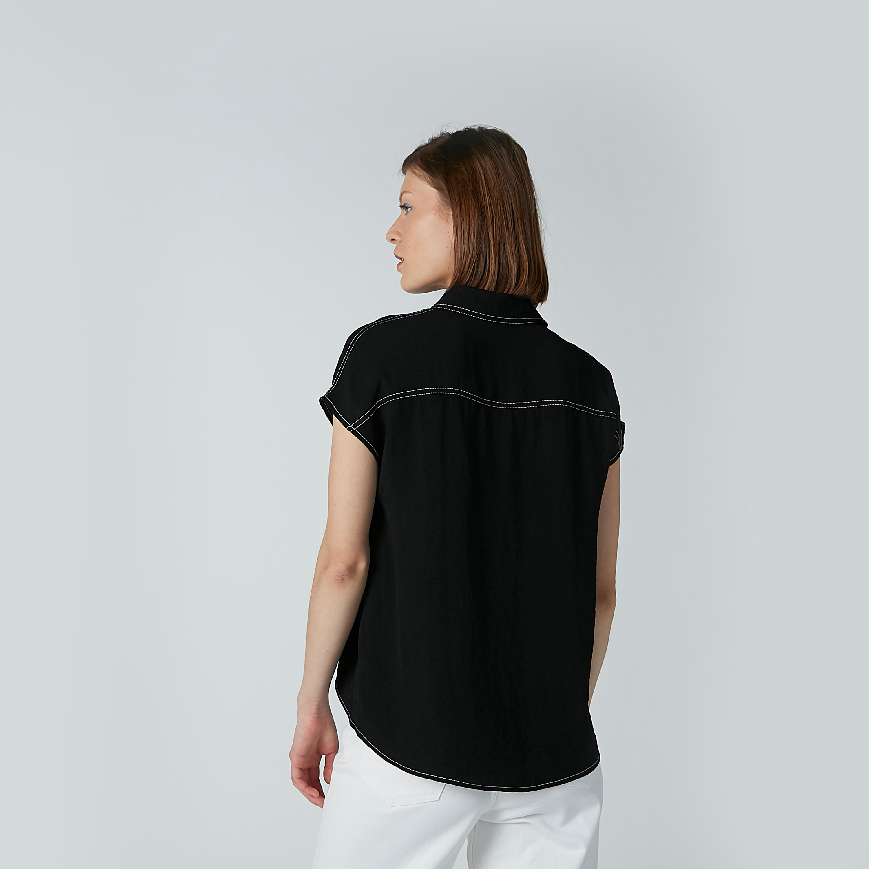Plain Shirt with Cap Sleeves and Chest Pocket-women-clothing-shirtsandblouses-blouses-image-18