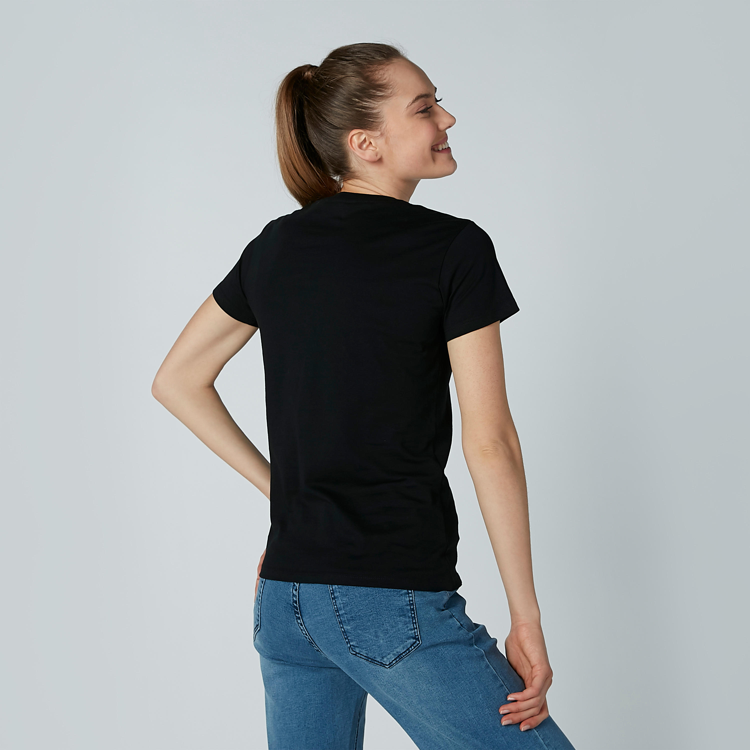 Printed Round Neck T-shirt with Short Sleeves-women-clothing-tshirts-image-3