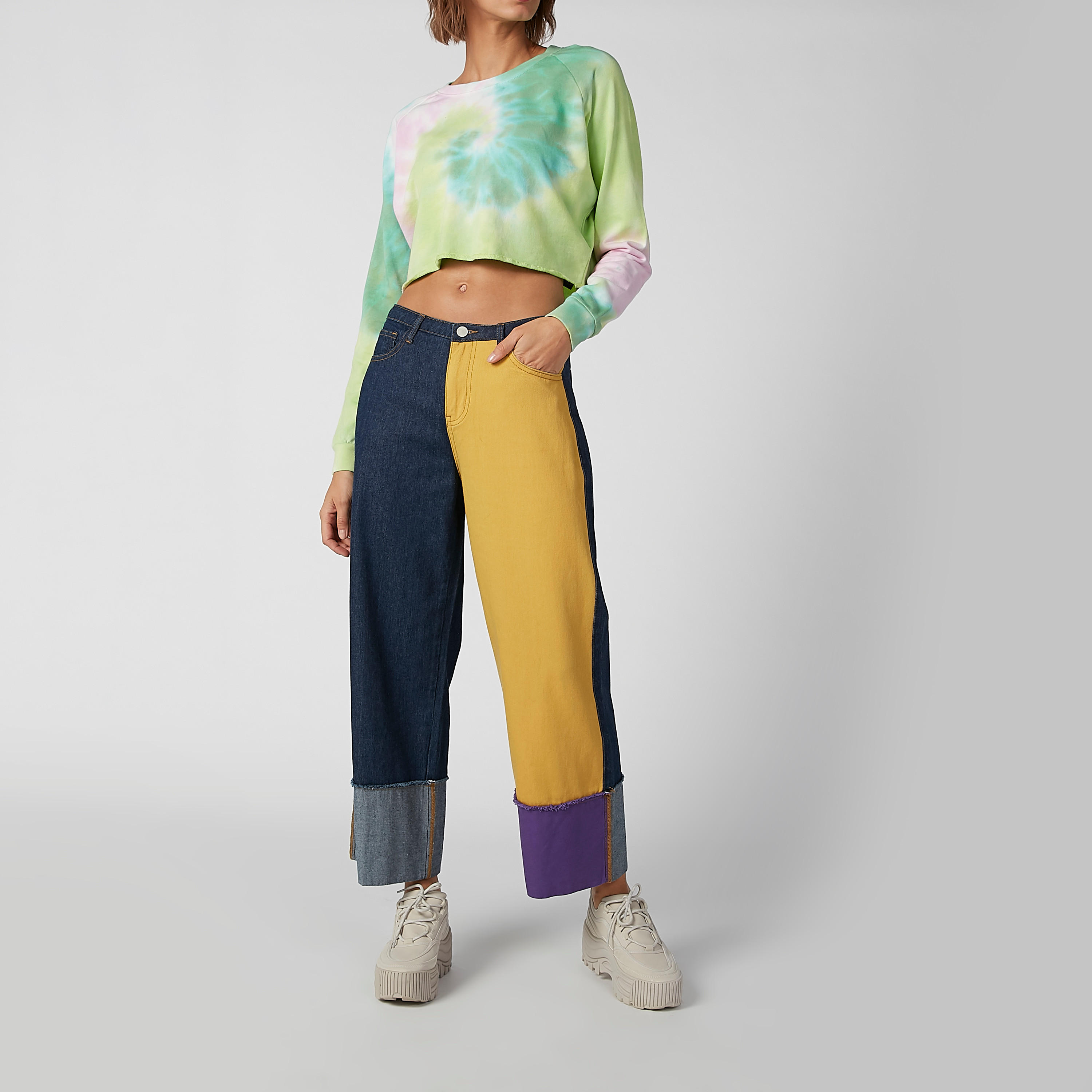 بنطلون بنمط كتل الألوان بجيوب وحلقات للحزام-women-clothing-bottoms-trousers-image-1