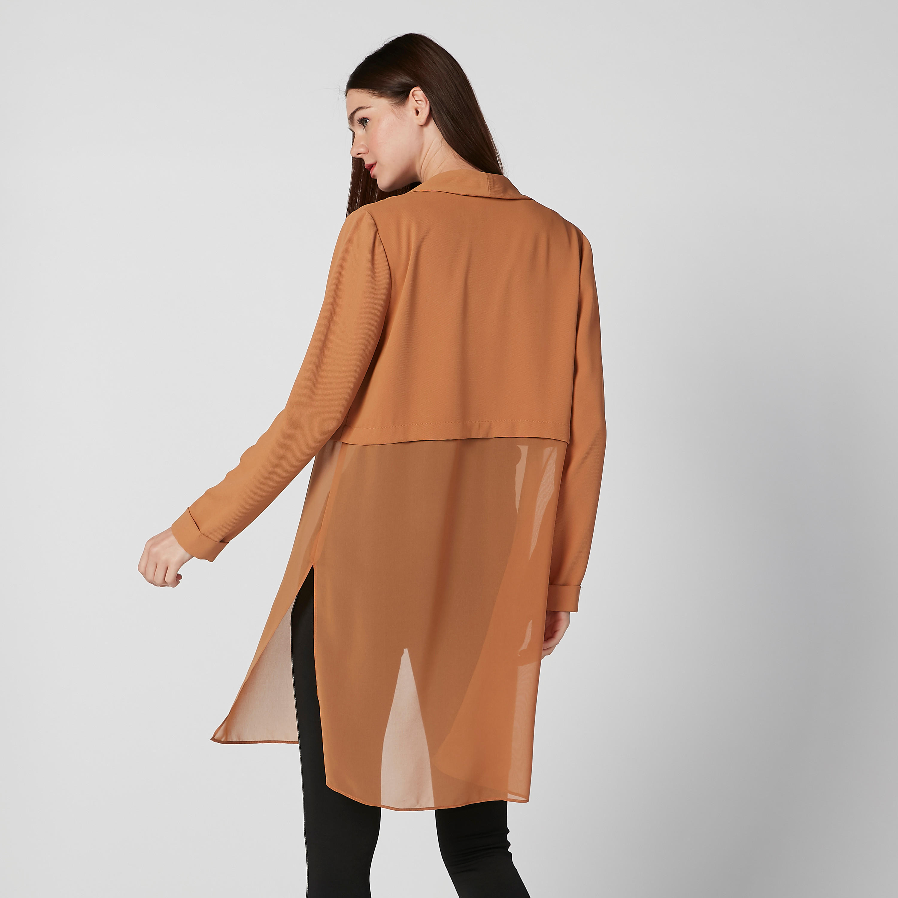 معطف طويل سادة بياقة منسدلة وأكمام طويلة-women-clothing-coatsandjackets-coats-image-3
