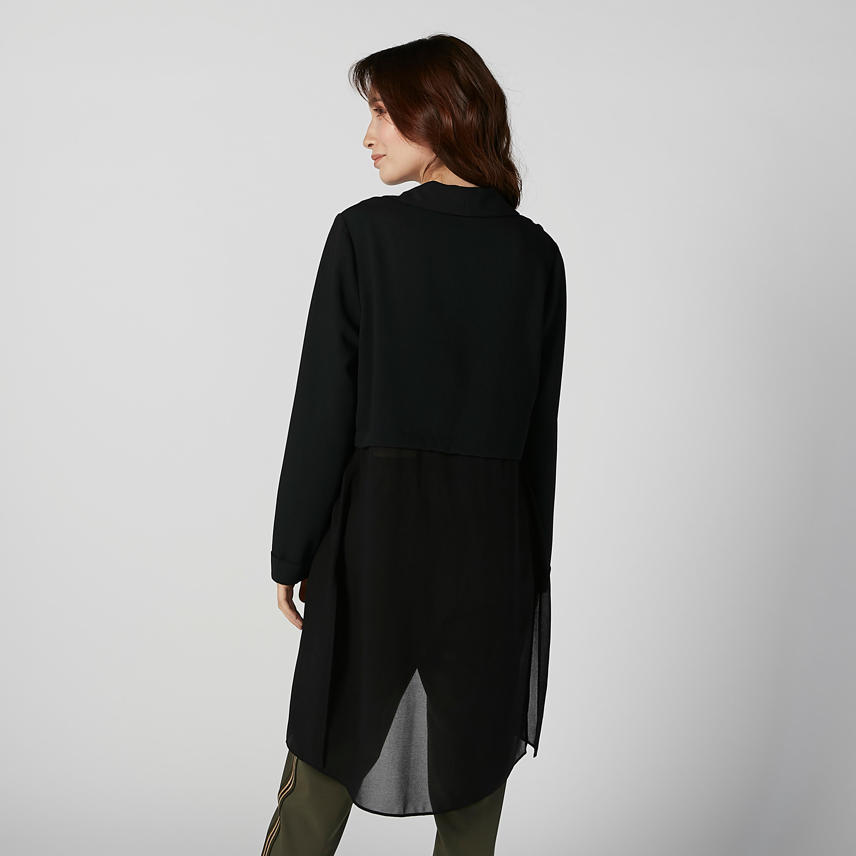 معطف طويل بارز الملمس بياقة منسدلة وأكمام طويلة-women-clothing-coatsandjackets-coats-image-2