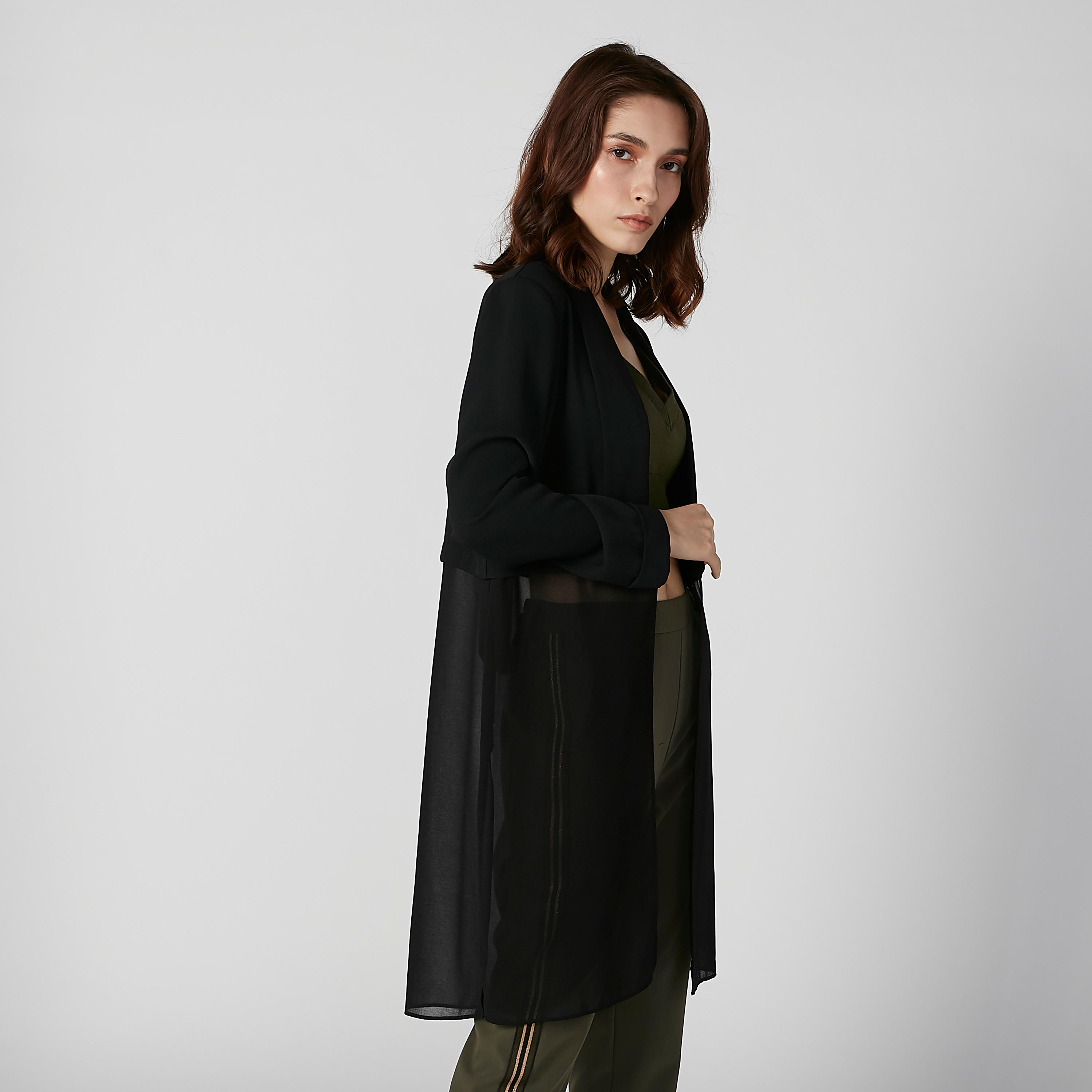 معطف طويل بارز الملمس بياقة منسدلة وأكمام طويلة-women-clothing-coatsandjackets-coats-image-4