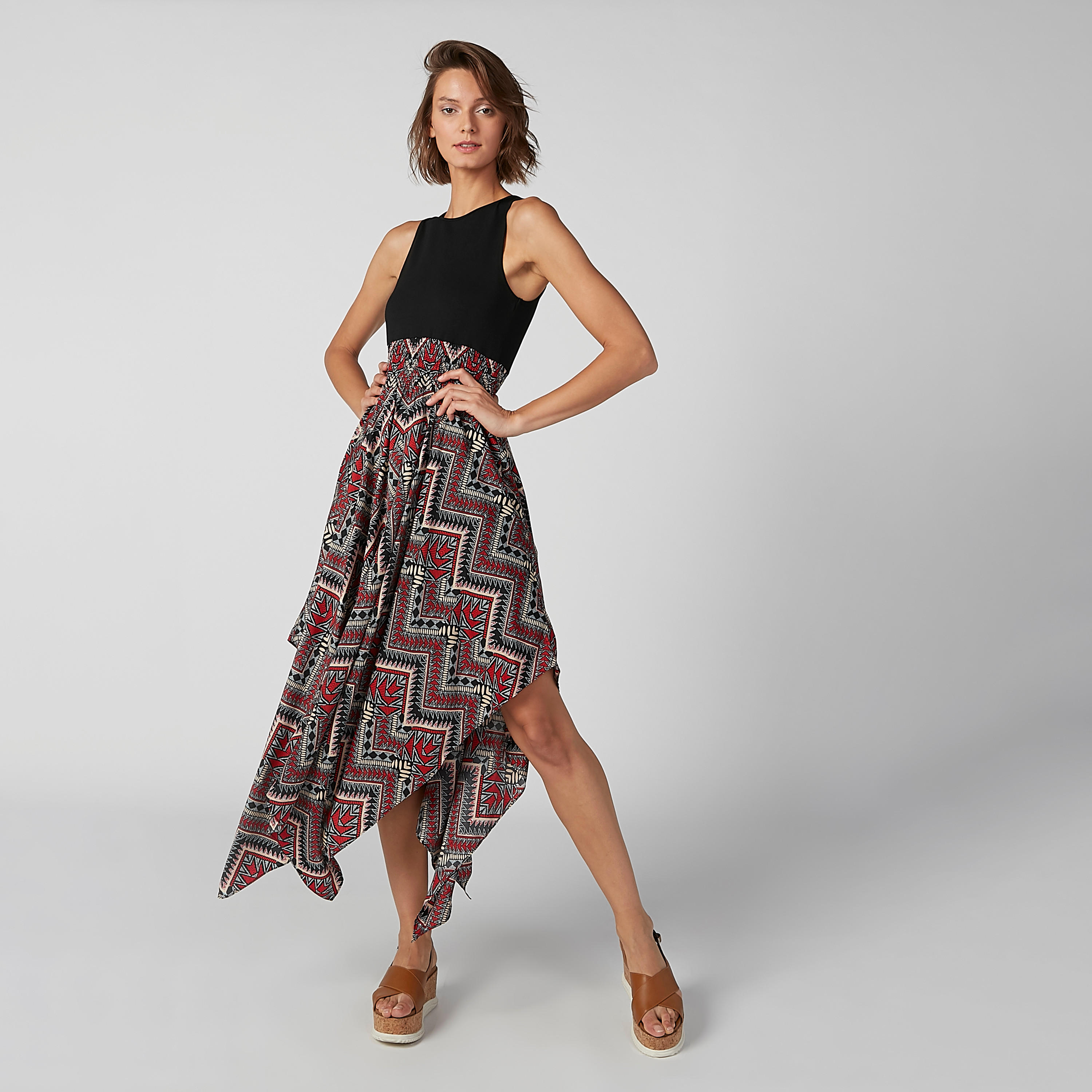 Printed Sleeveless Dress with Asymmetric Hem-women-clothing-dresses-image-1
