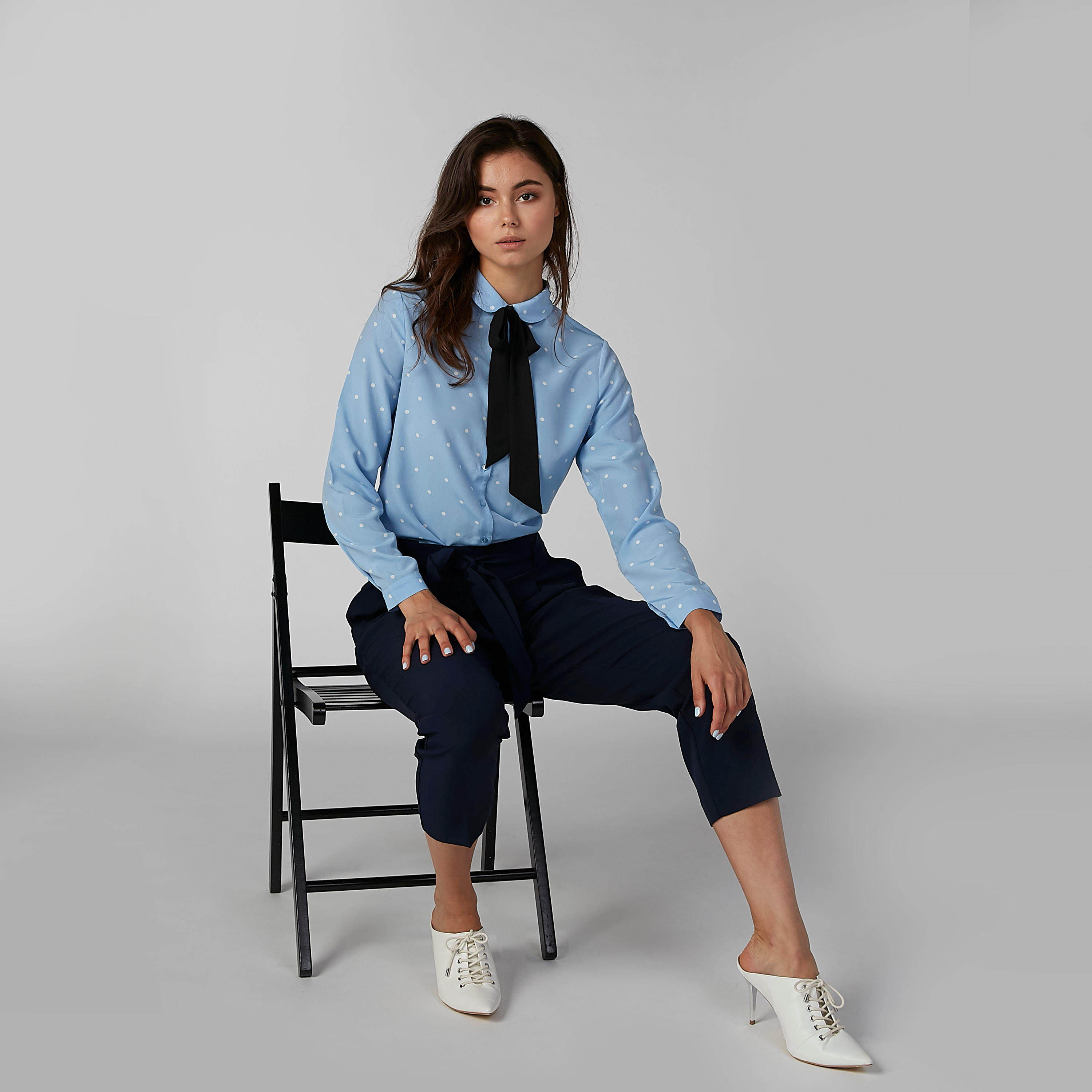قميص بطبعات منقطة وأكمام طويلة وفيونكة-women-clothing-shirtsandblouses-shirts-image-5