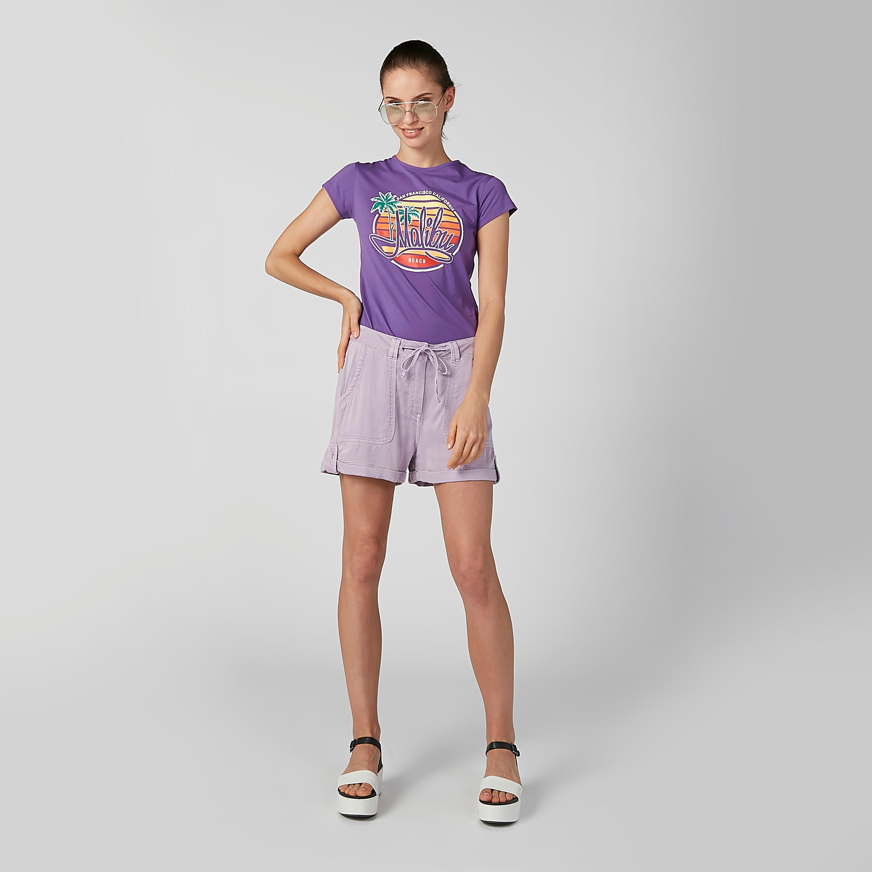 Plain Shorts with Pocket Detail and Tie Ups-women-clothing-bottoms-shorts-image-2