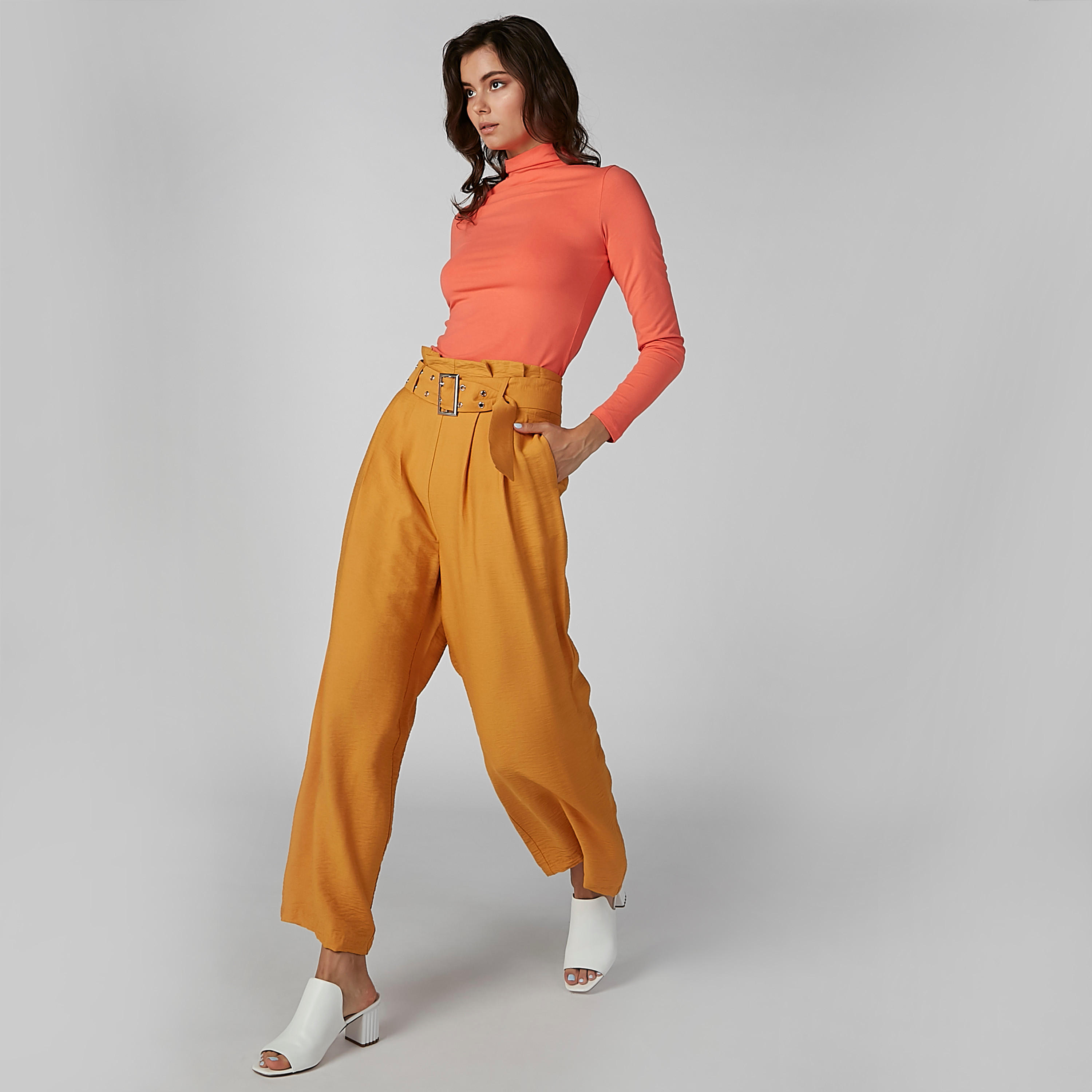 بنطال بالازو سادة بجيوب وحلقات للحزام-women-clothing-bottoms-trousers-image-1
