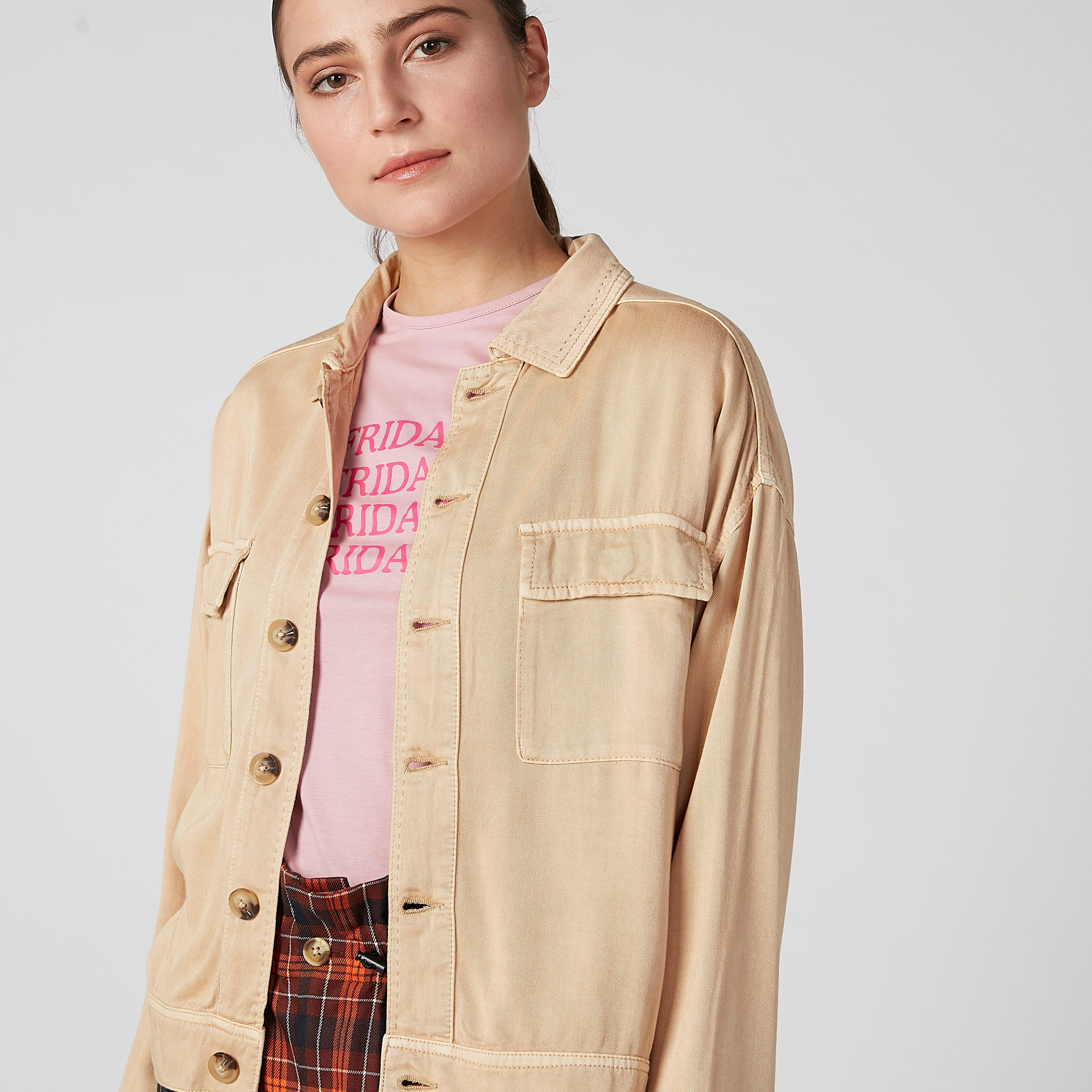 Plain Jacket with Long Sleeves and Flap Chest Pockets-women-winterwear-coatsandjackets-jackets-image-4