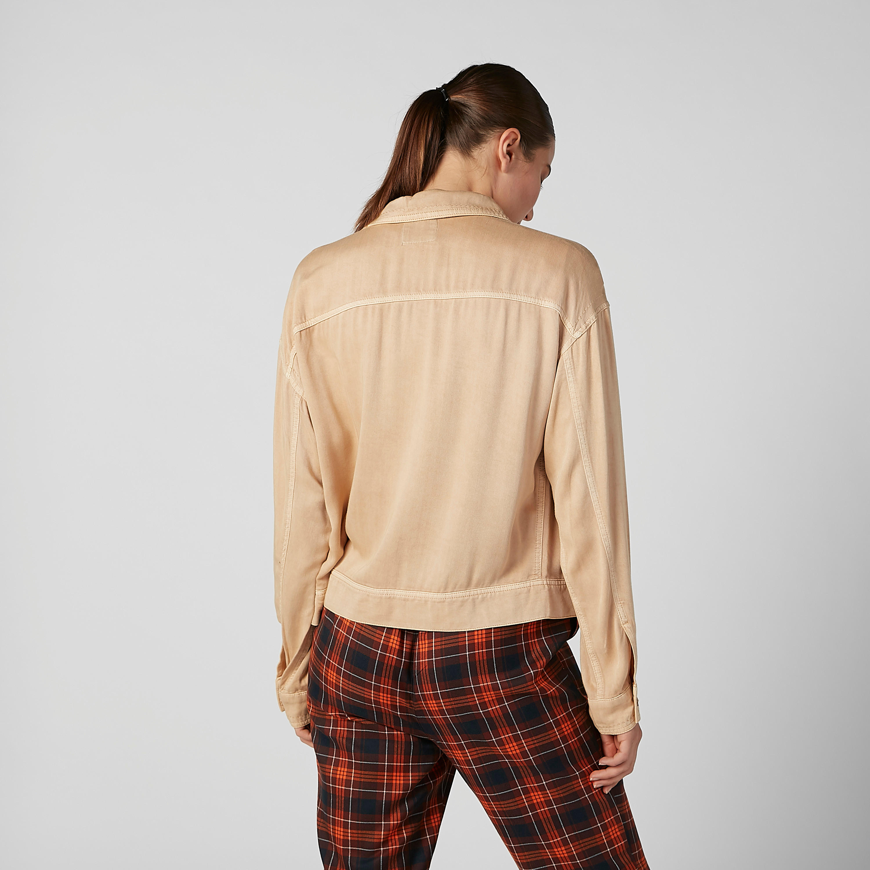 Plain Jacket with Long Sleeves and Flap Chest Pockets-women-winterwear-coatsandjackets-jackets-image-5