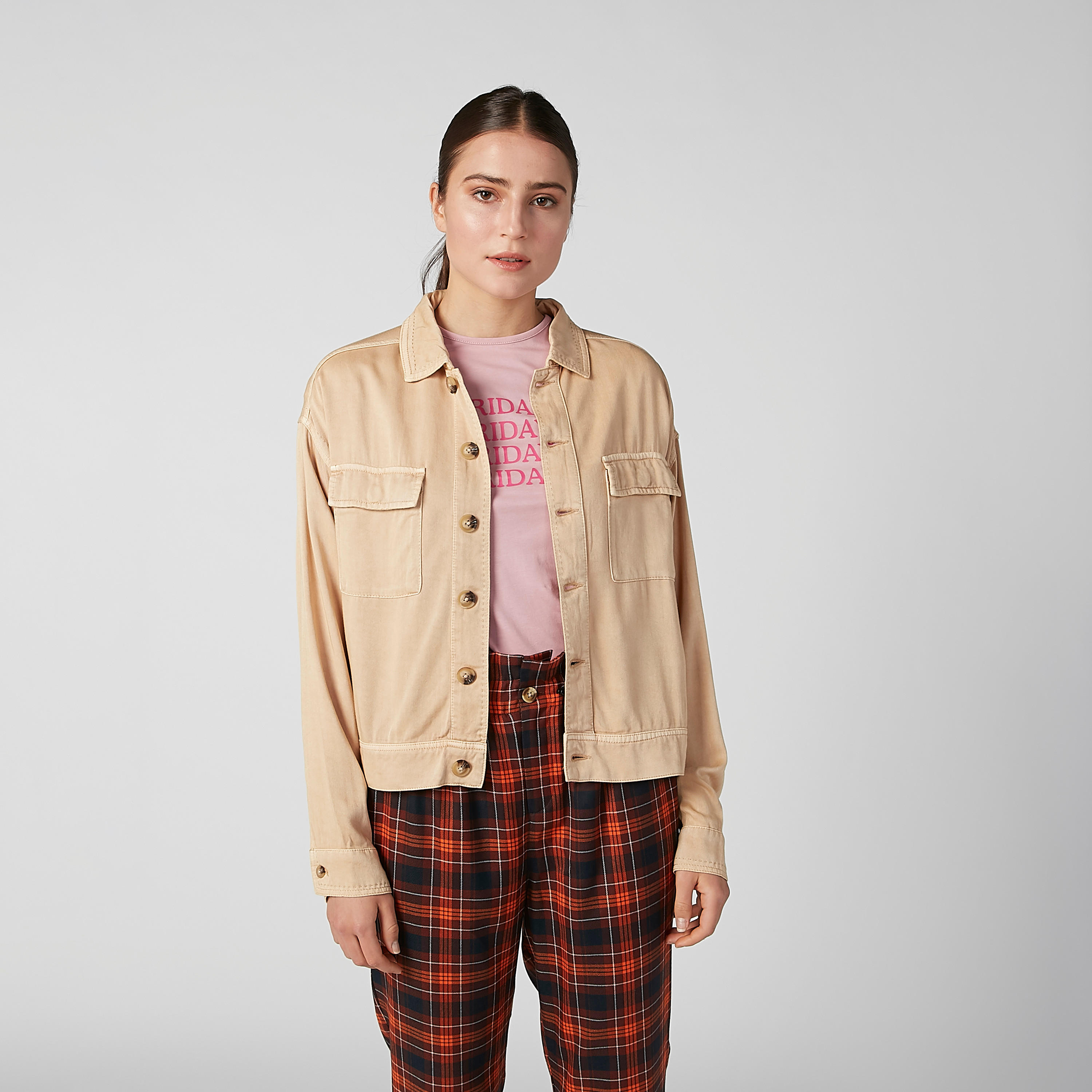 Plain Jacket with Long Sleeves and Flap Chest Pockets-women-winterwear-coatsandjackets-jackets-image-6