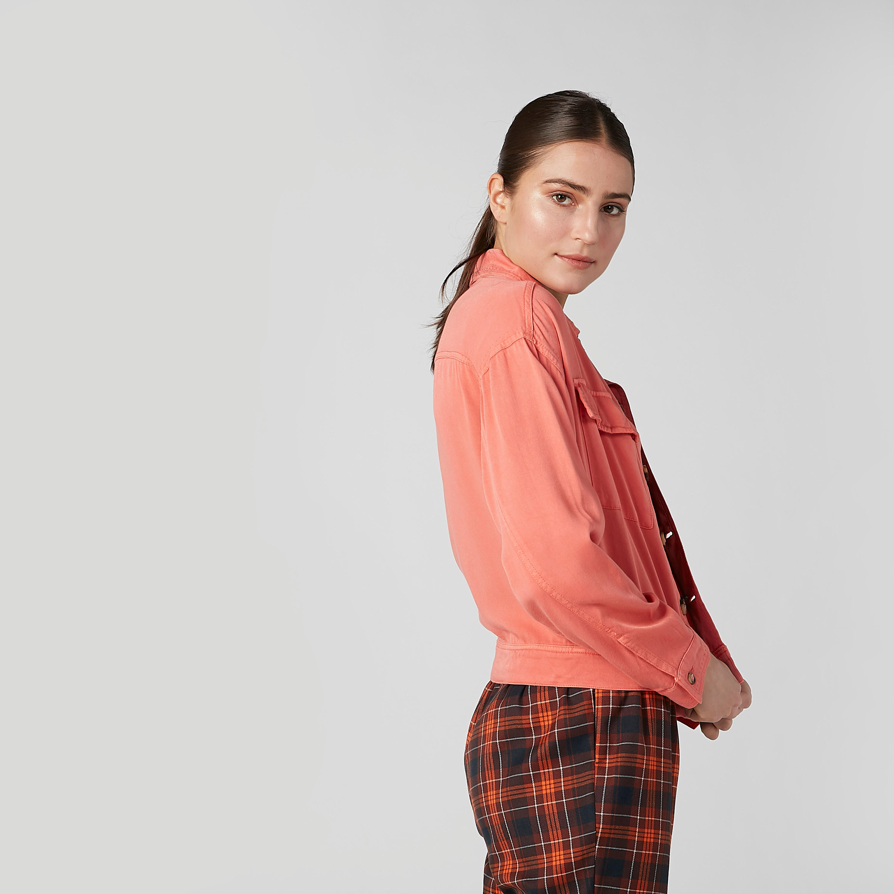 Plain Jacket with Long Sleeves and Flap Pockets-women-winterwear-coatsandjackets-jackets-image-3