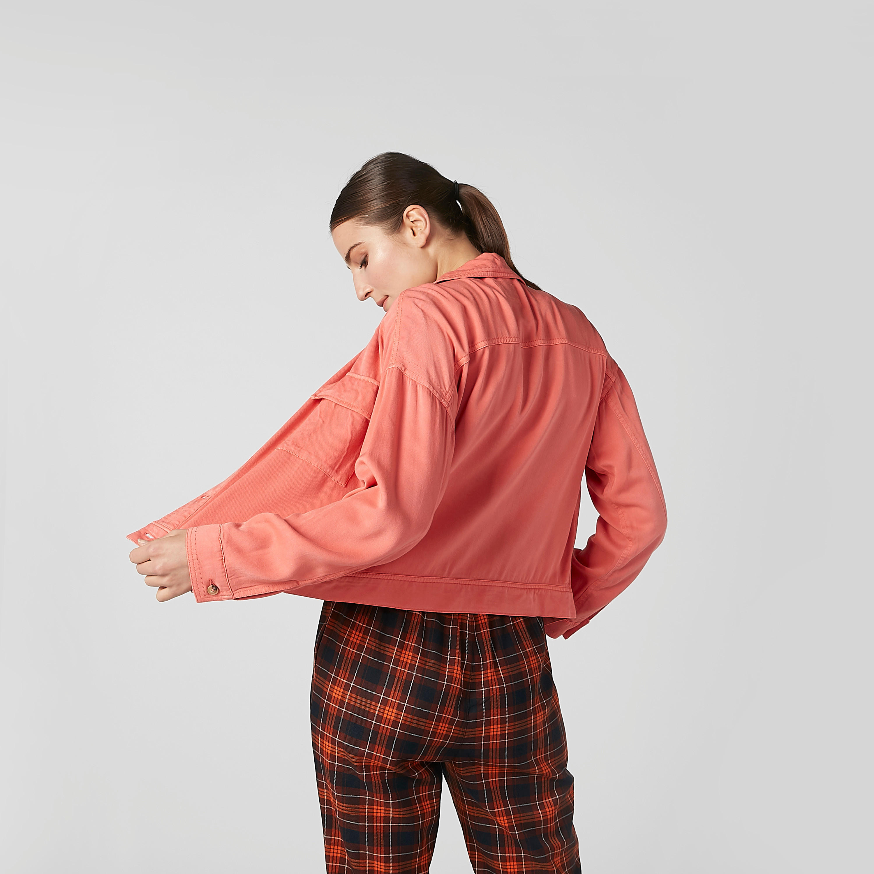 Plain Jacket with Long Sleeves and Flap Pockets-women-winterwear-coatsandjackets-jackets-image-4