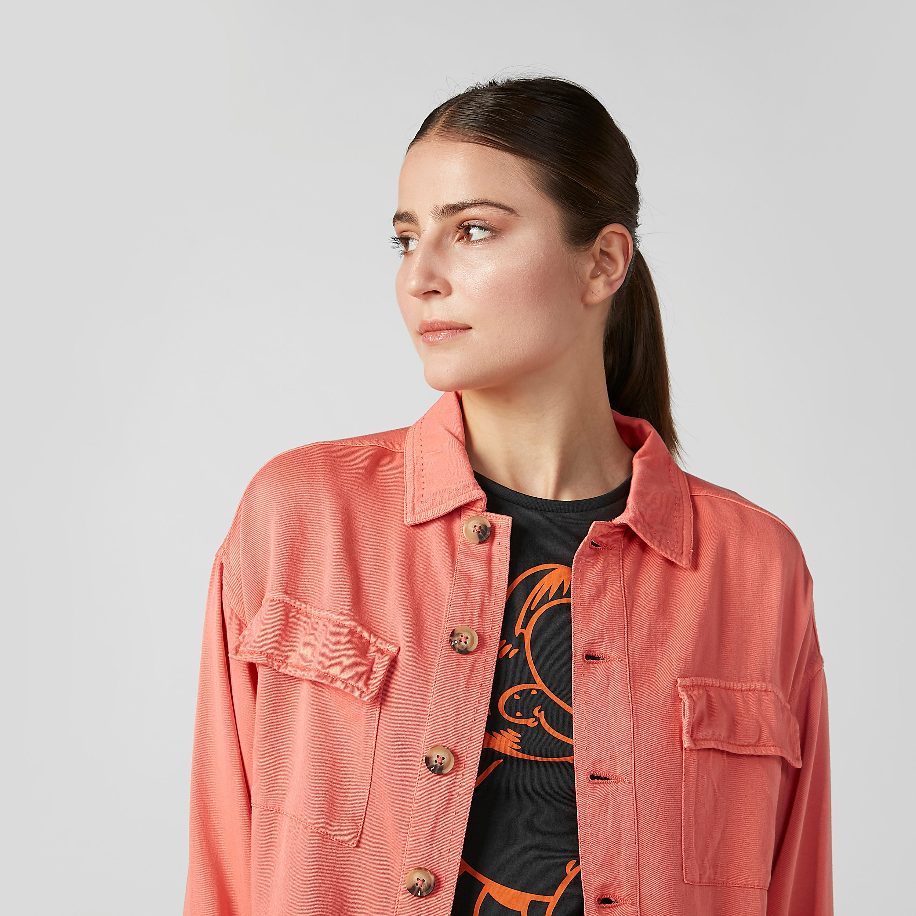 Plain Jacket with Long Sleeves and Flap Pockets-women-winterwear-coatsandjackets-jackets-image-5