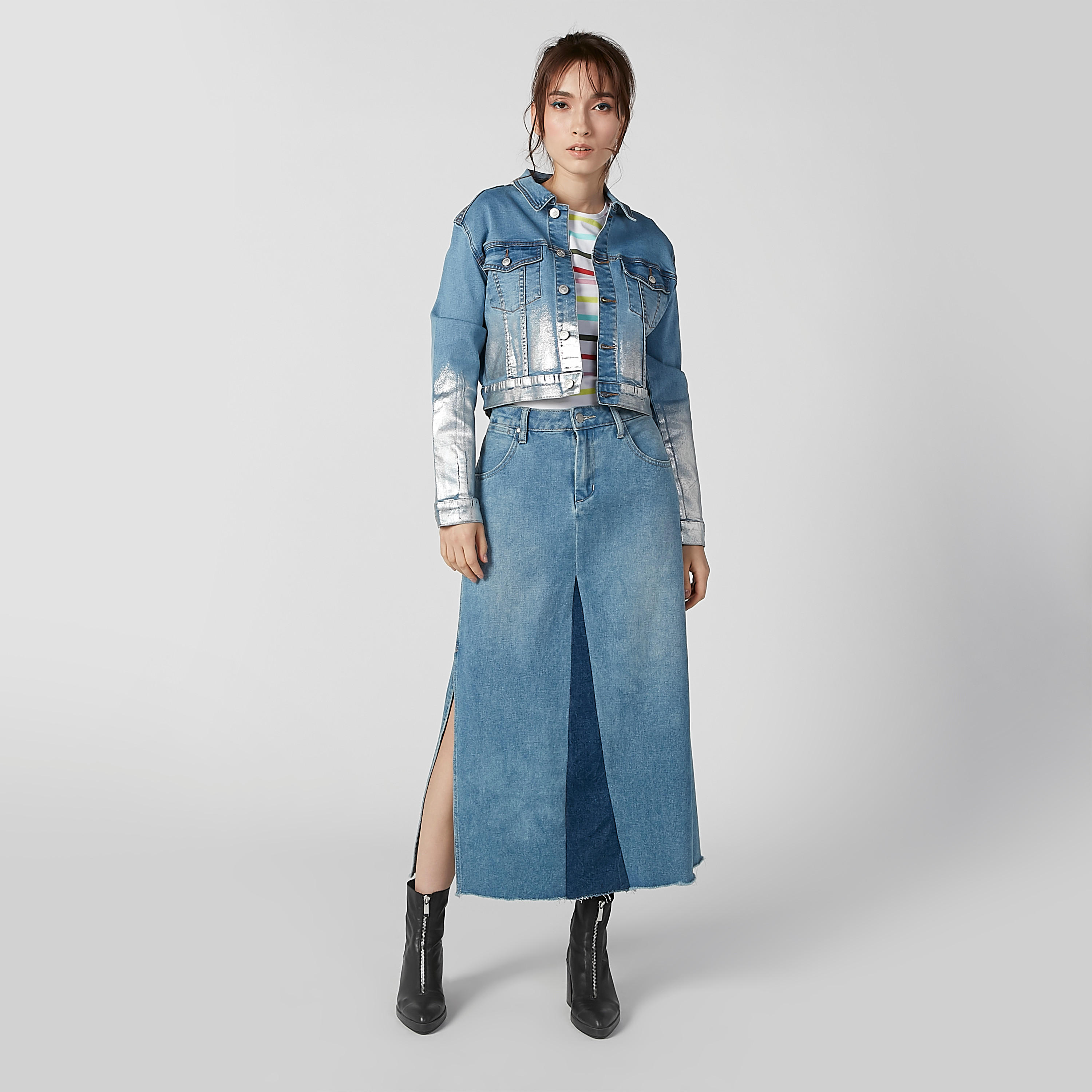 Textured Denim Jacket with Long Sleeves and Flap Pockets-women-winterwear-coatsandjackets-jackets-image-3