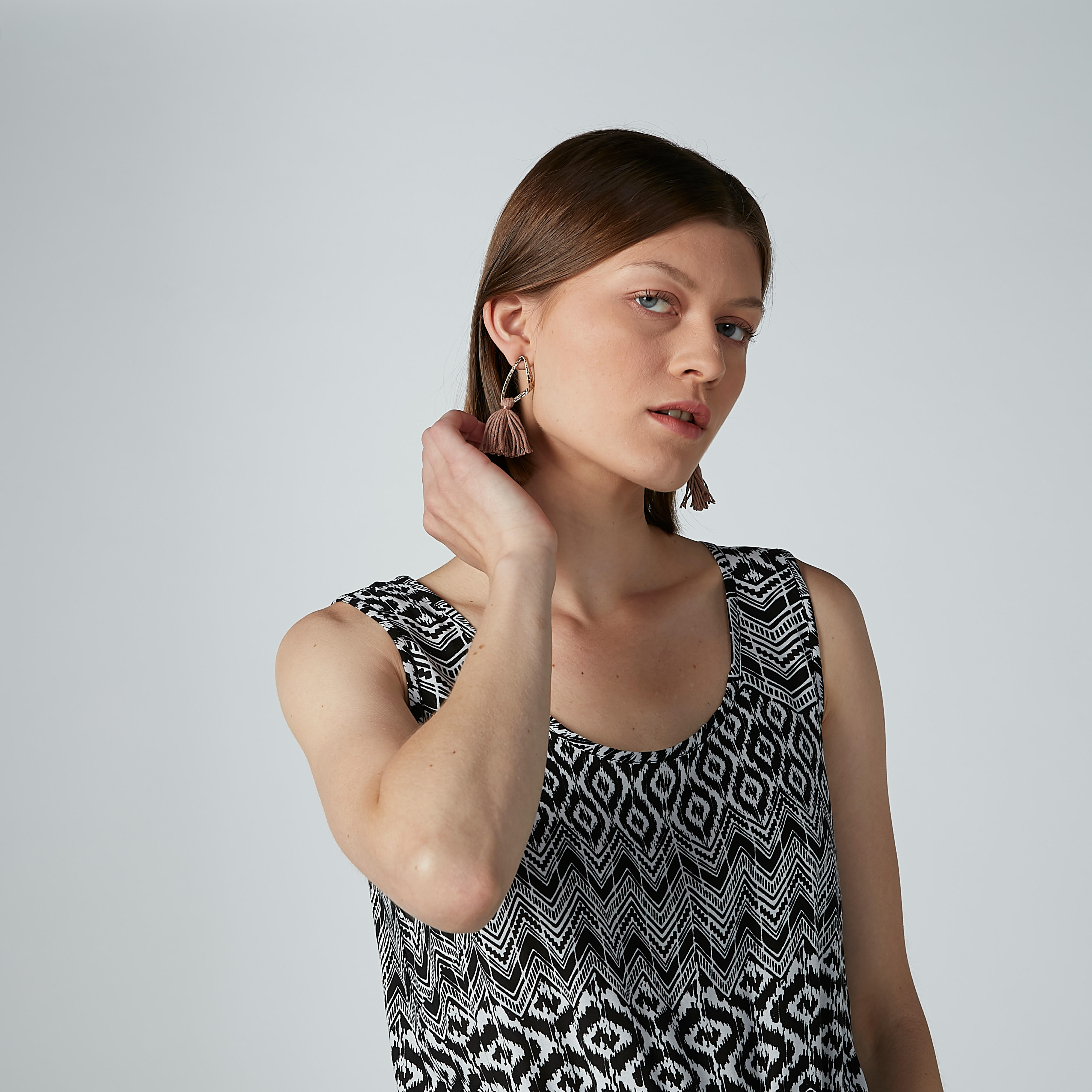 Printed A-line Dress with Side Slit and Tie Ups-women-clothing-dresses-image-2