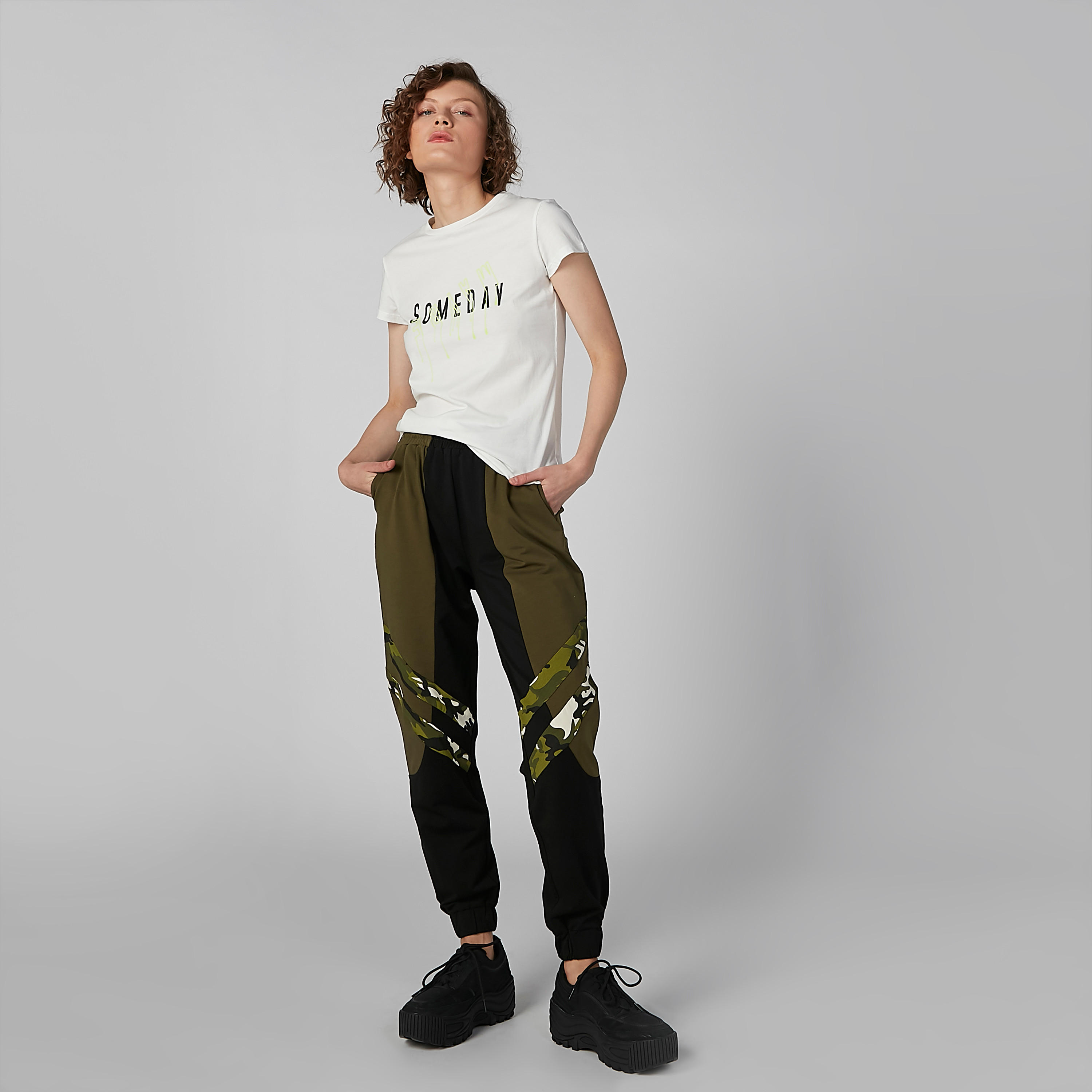 Typographic Printed T-shirt with Round Neck and Cap Sleeves-women-clothing-tshirts-image-2