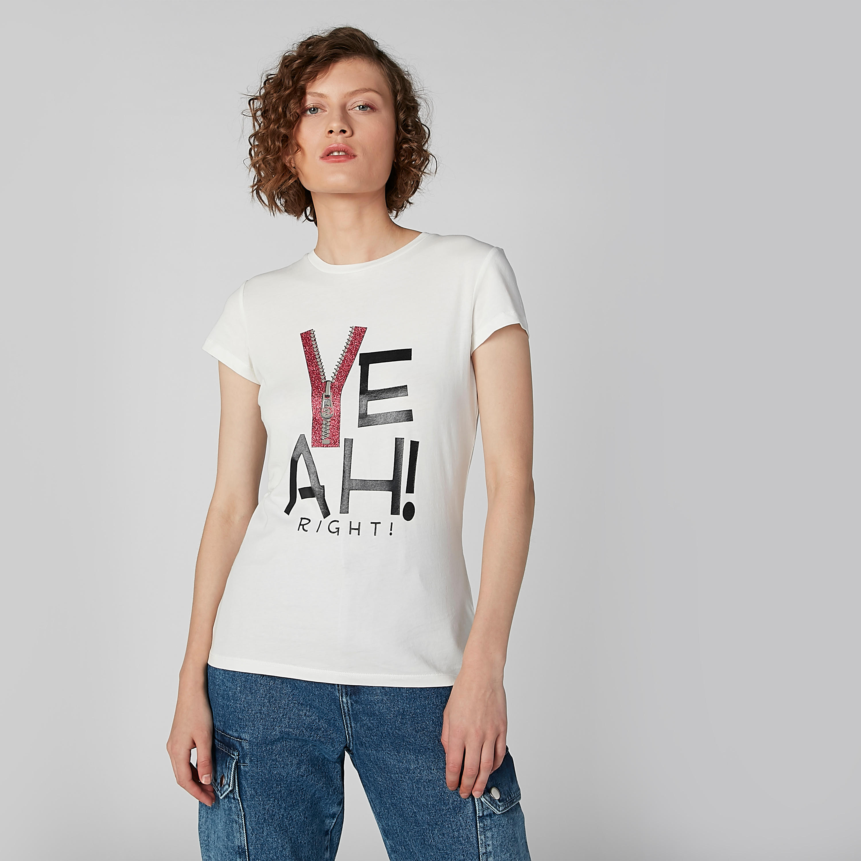 Graphic Print Round Neck T-shirt with Cap Sleeves-women-clothing-tshirts-image-1