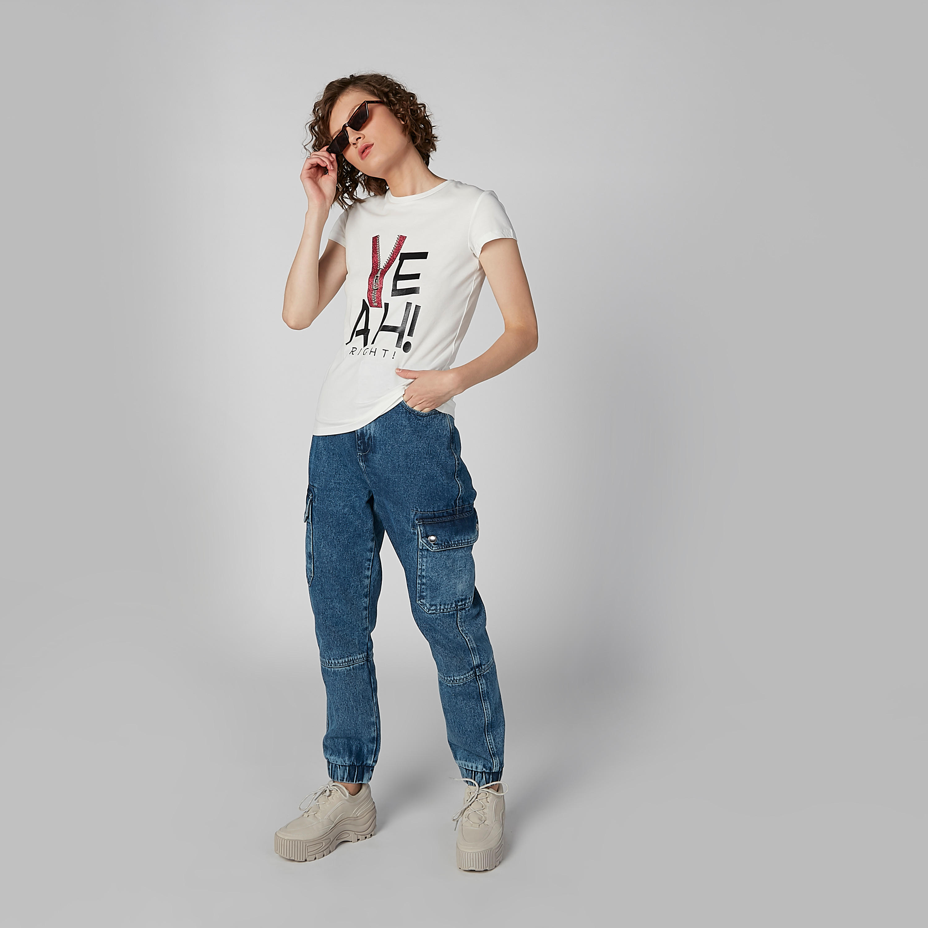 Graphic Print Round Neck T-shirt with Cap Sleeves-women-clothing-tshirts-image-2