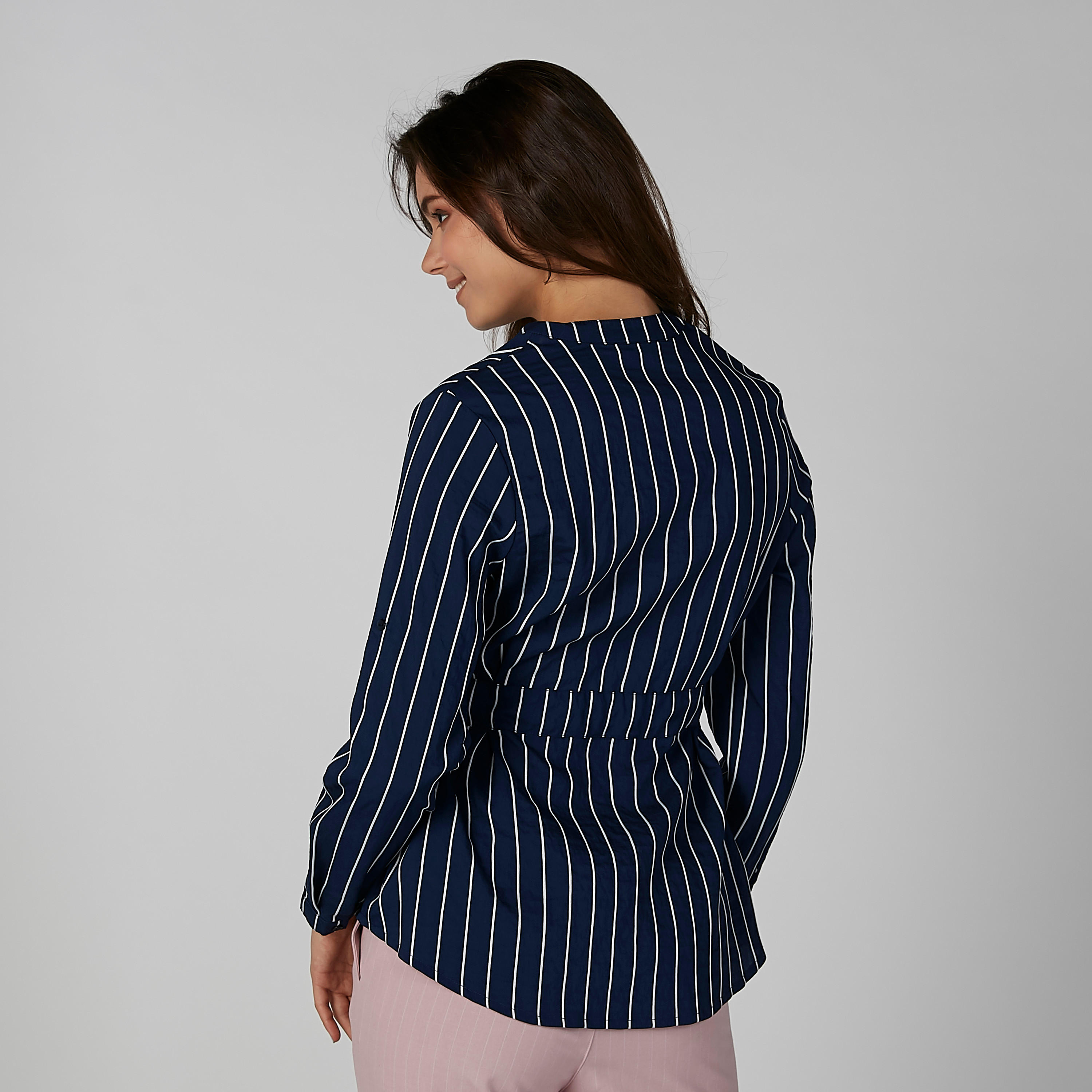 قميص مقلّم بأكمام طويلة وياقة ماندارين وأربطة-women-clothing-shirtsandblouses-shirts-image-10