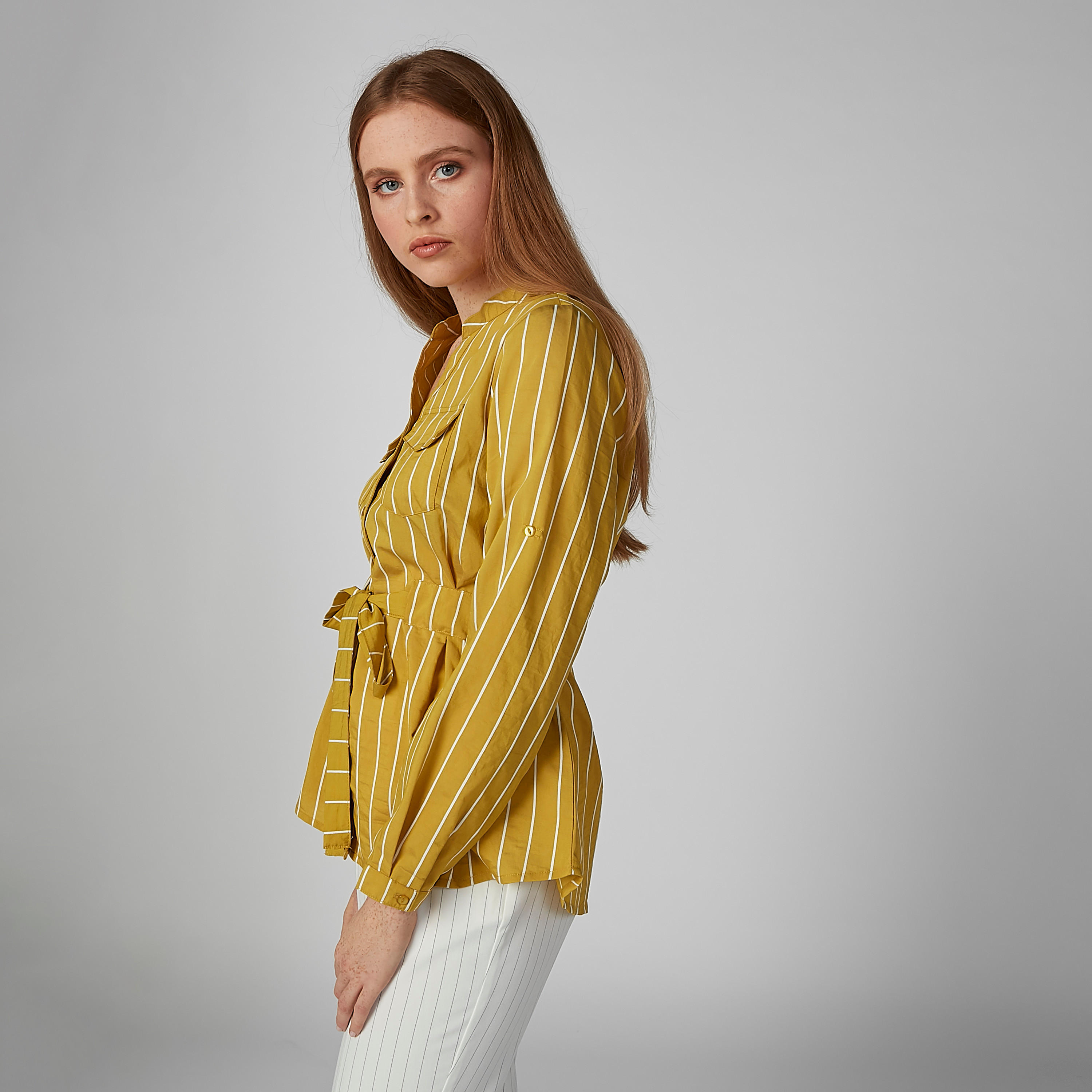 قميص مقلّم بأكمام طويلة وياقة ماندارين وأربطة-women-clothing-shirtsandblouses-shirts-image-5