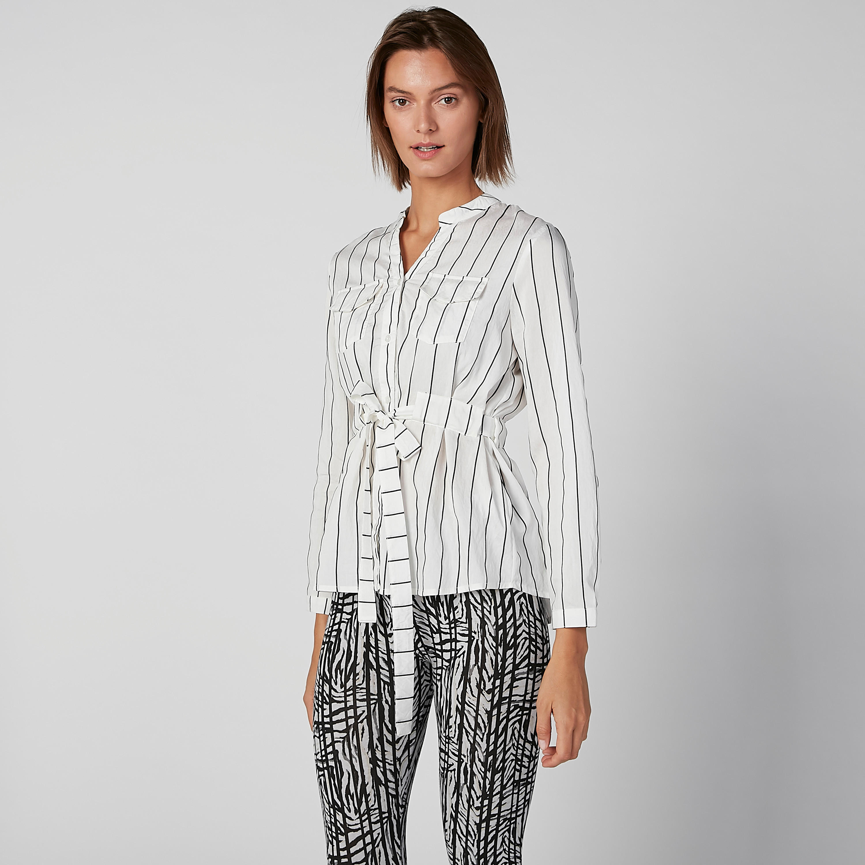 قميص مقلّم بأكمام طويلة وياقة ماندارين وأربطة-women-clothing-shirtsandblouses-shirts-image-12