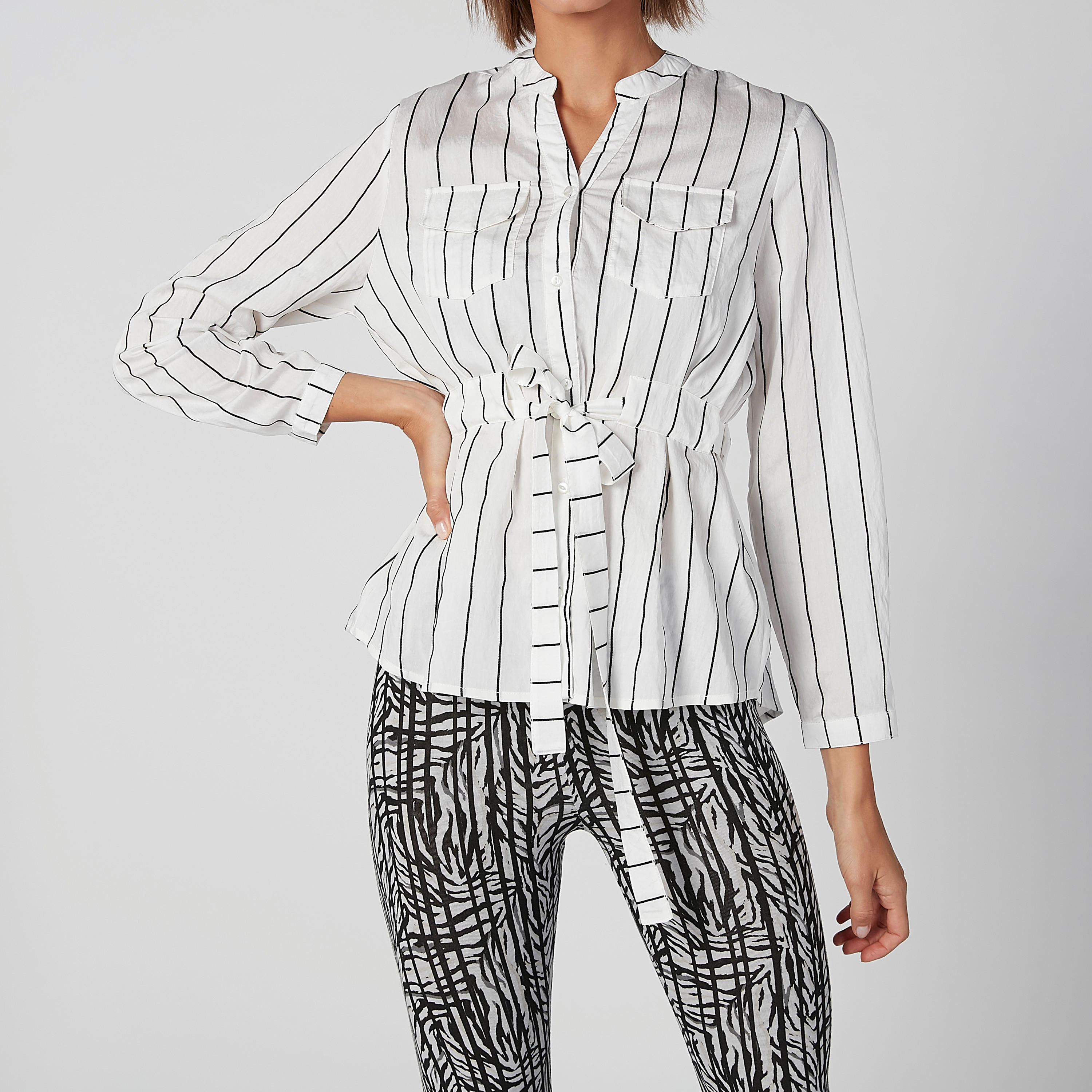قميص مقلّم بأكمام طويلة وياقة ماندارين وأربطة-women-clothing-shirtsandblouses-shirts-image-13