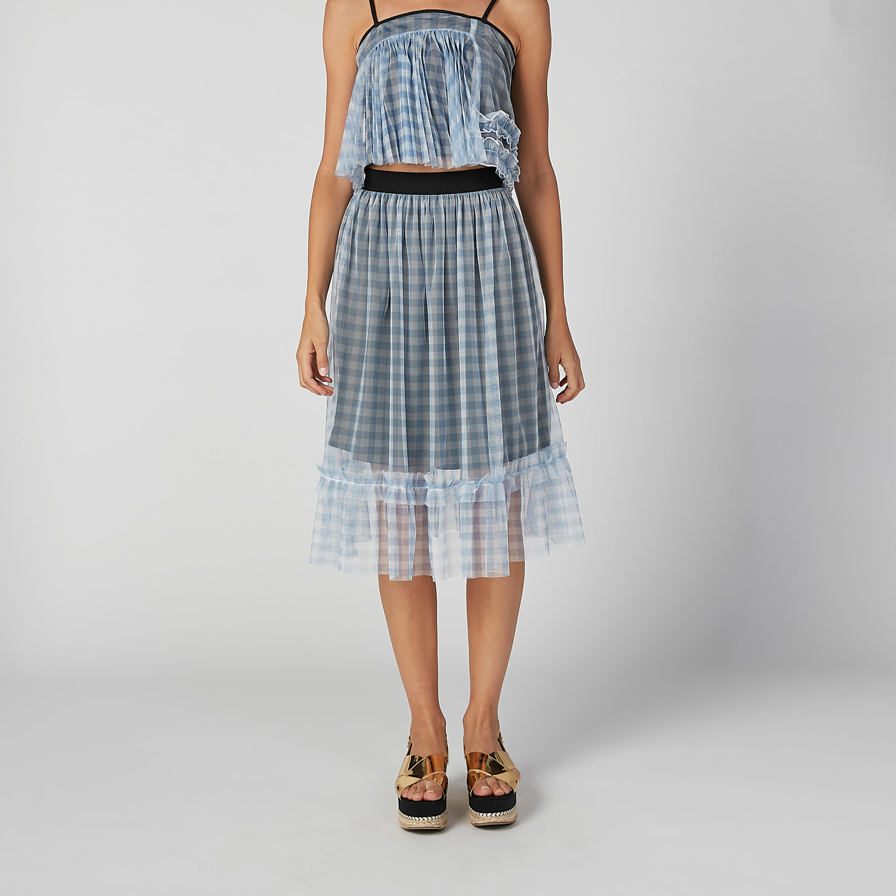 تنورة كاروهات إيه لاين متوسطة الطول بخصر مطّاطي-women-clothing-bottoms-skirts-image-5