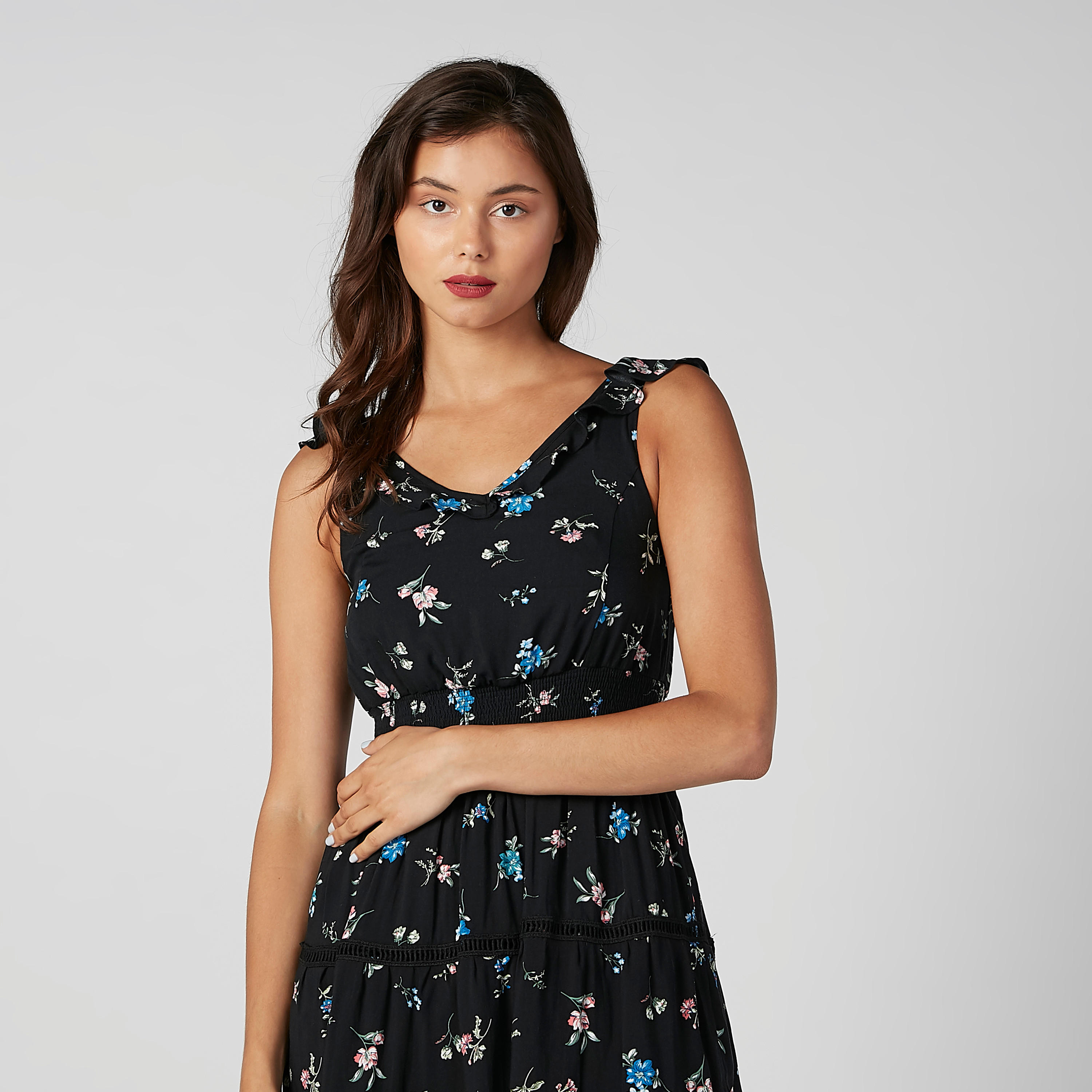 فستان إيه لاين قصير بحمّالات بتفاصيل كشكش وطبعات زهرية-women-clothing-dresses-image-2