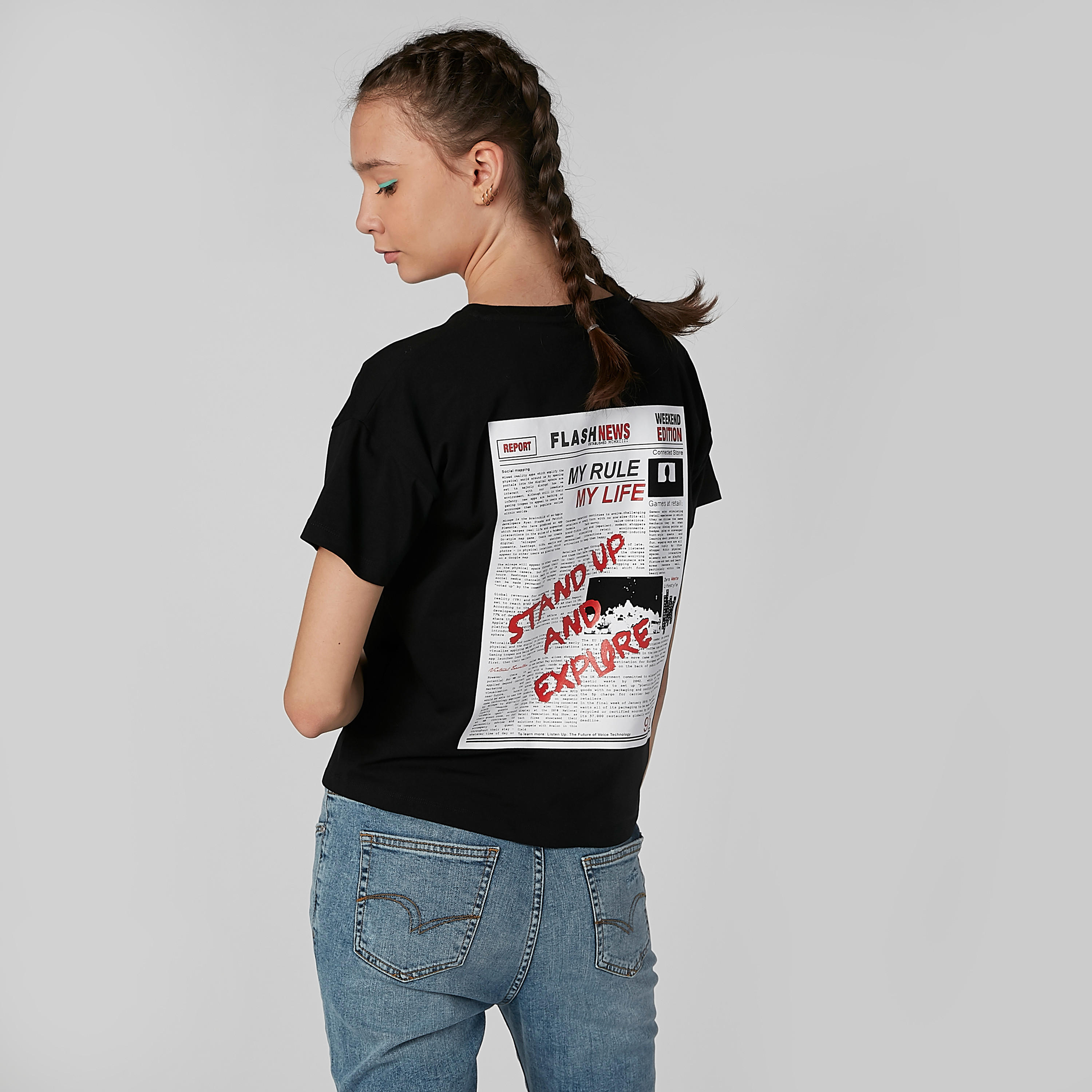 تيشيرت بقصّة واسعة وياقة مستديرة وأكمام قصيرة وطبعات-women-clothing-tshirts-image-3