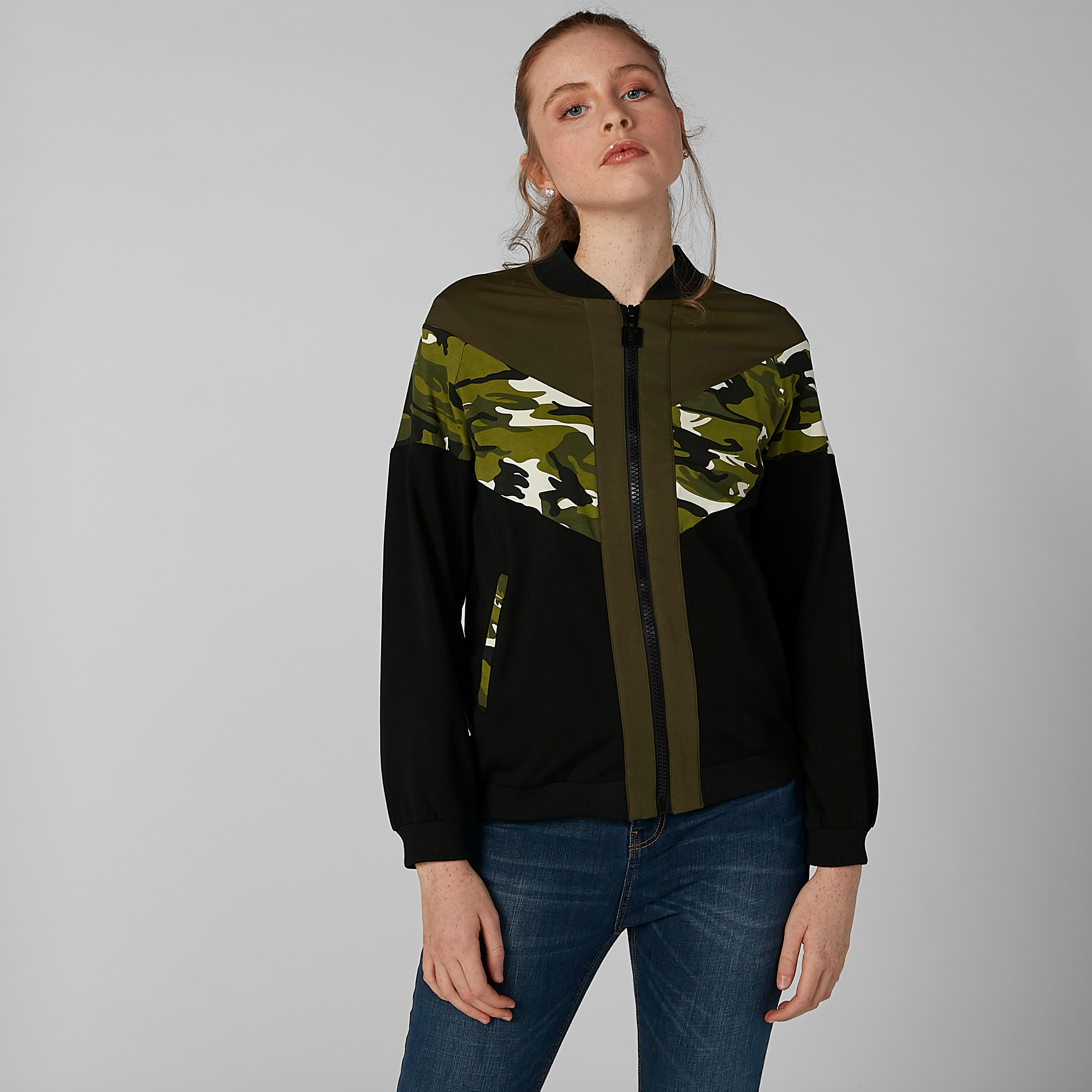 Printed Jacket with Tape Detail and Long Sleeves-women-winterwear-coatsandjackets-jackets-image-2