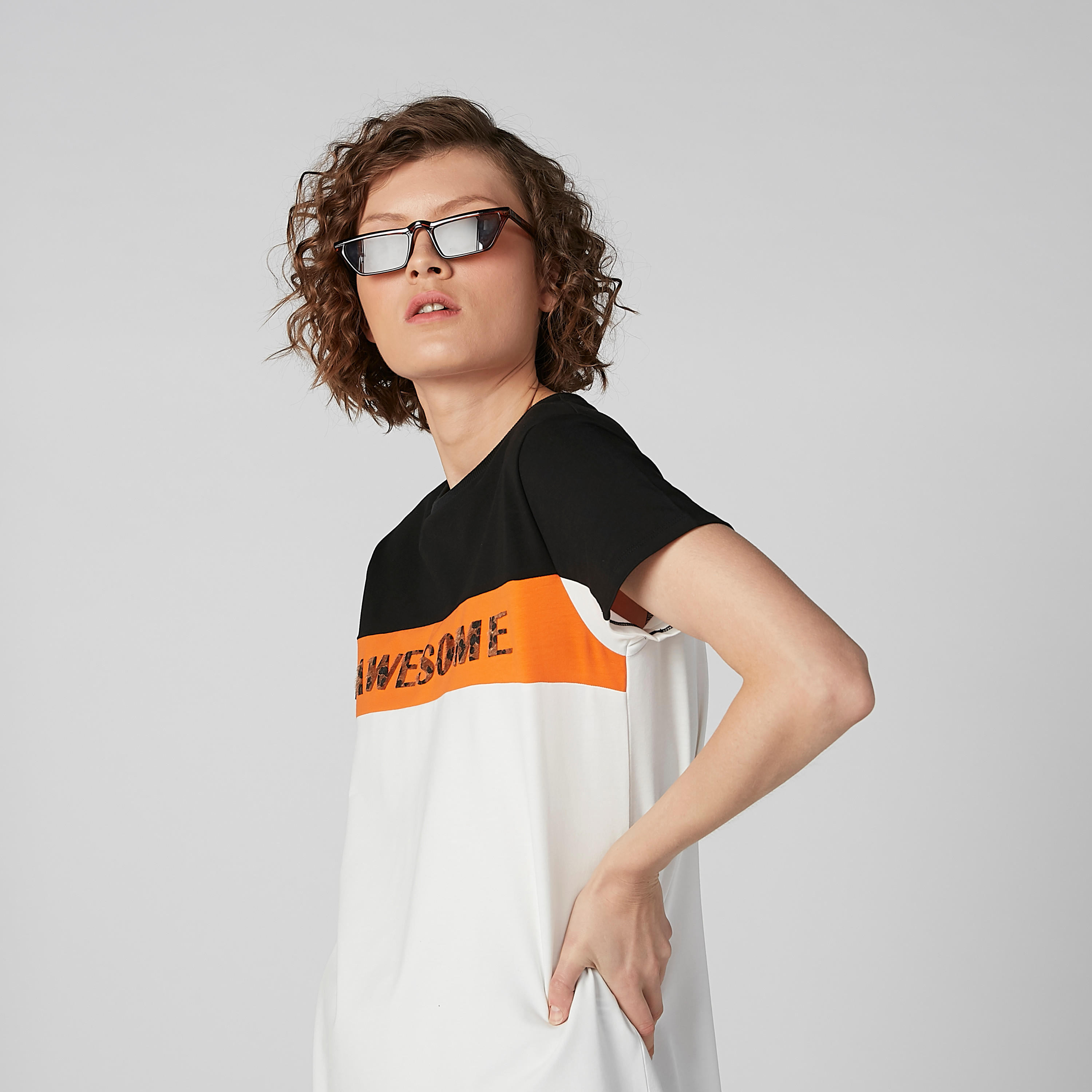 Printed Round Neck Longline T-shirt with Short Sleeves-women-clothing-tshirts-image-3