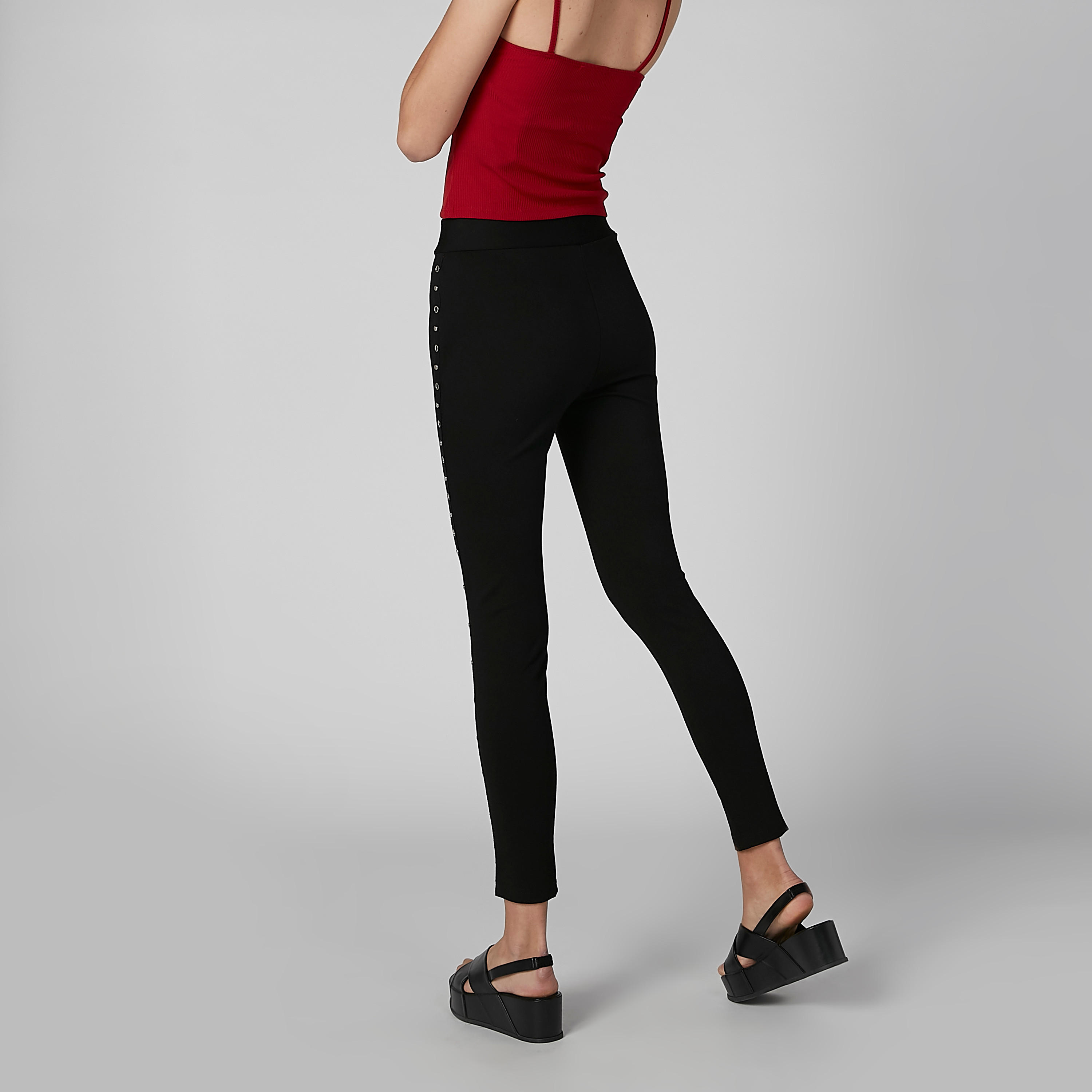 Plain High-Rise Leggings with Studded Detail-women-clothing-bottoms-leggings-image-4