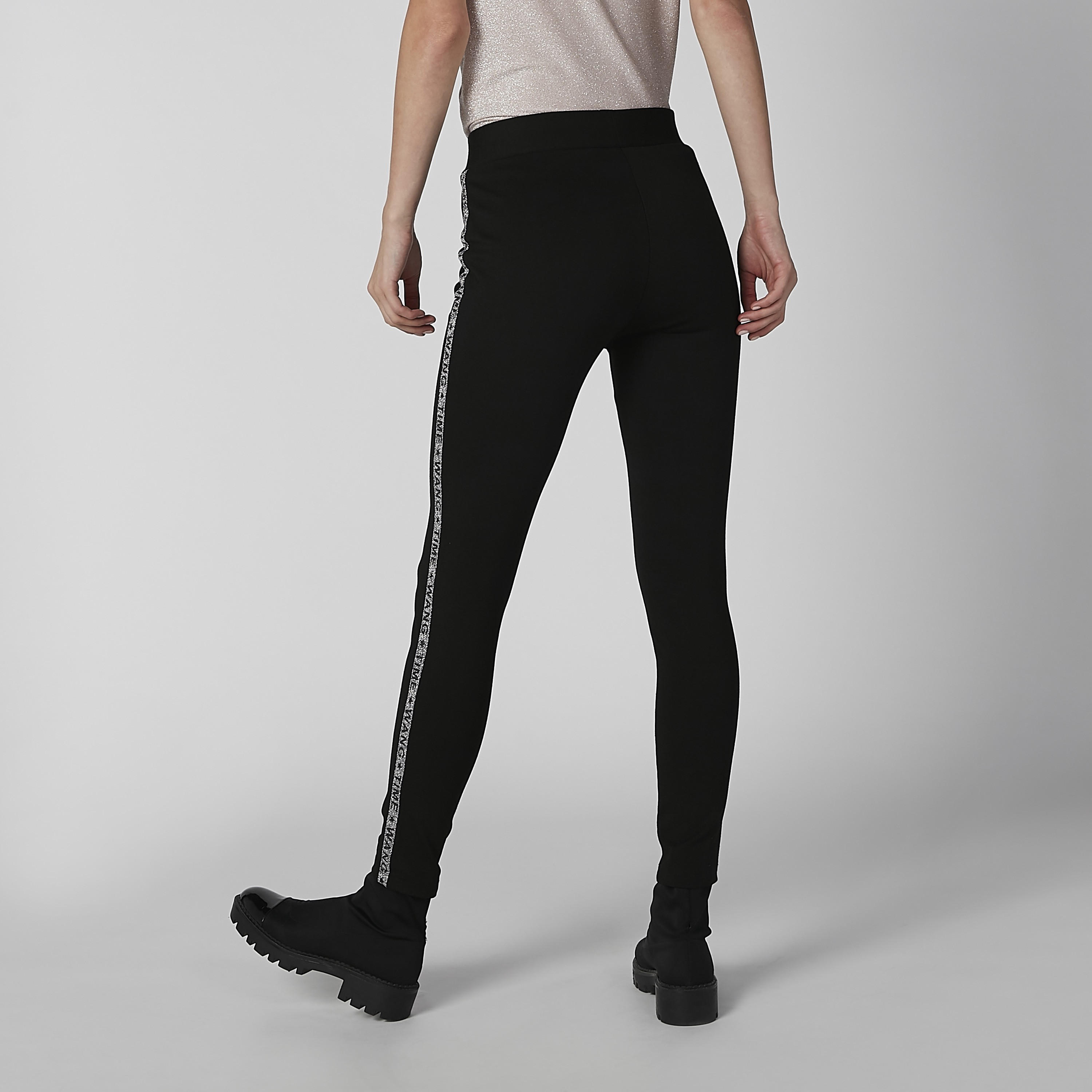 بنطال ليقنز عالي الخصر سادة مع شريط مطبوع-women-clothing-bottoms-leggings-image-3