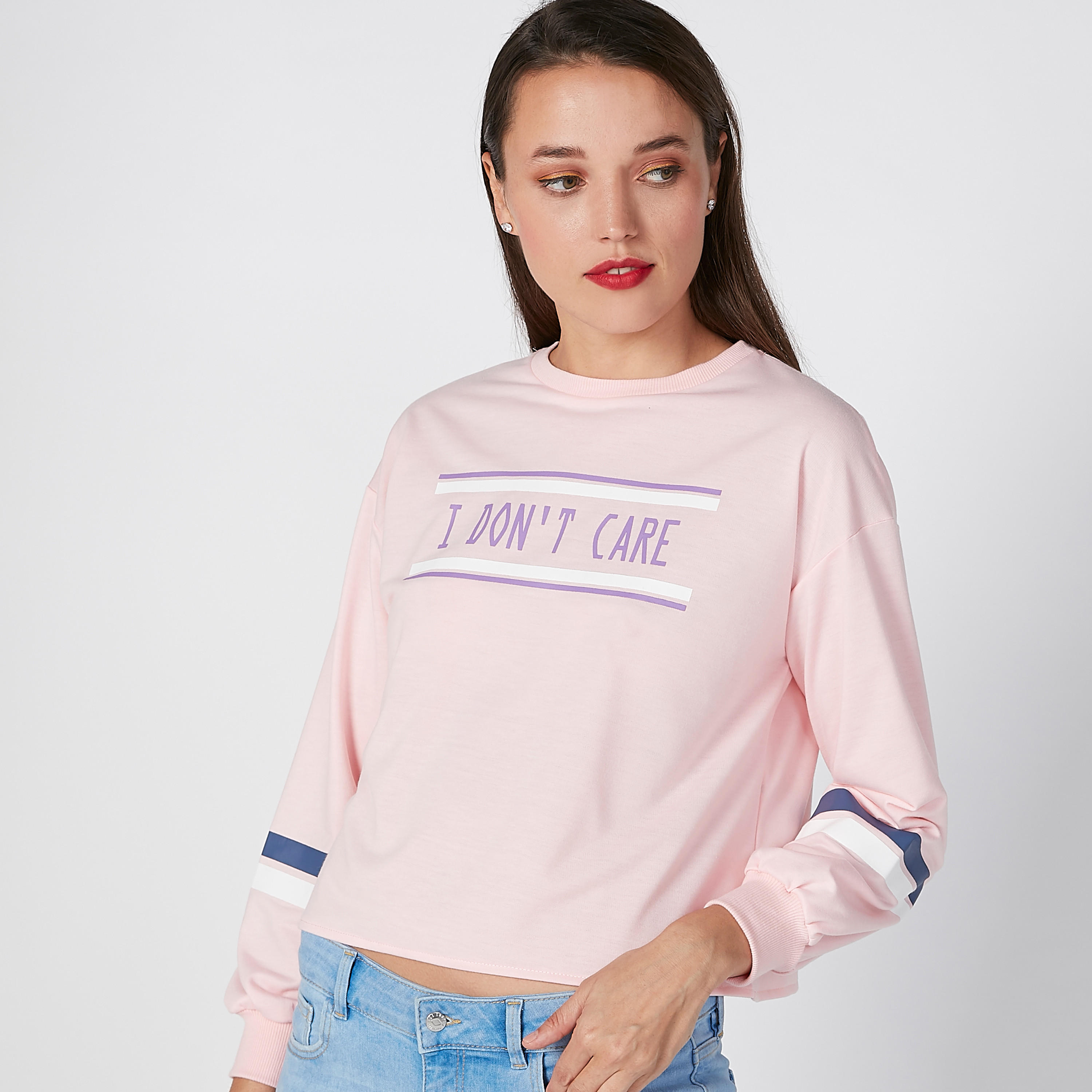 Printed Sweatshirt with Round Neck and Drop Shoulder Sleeves-women-winterwear-hoodiesandsweatshirts-sweatshirts-image-3