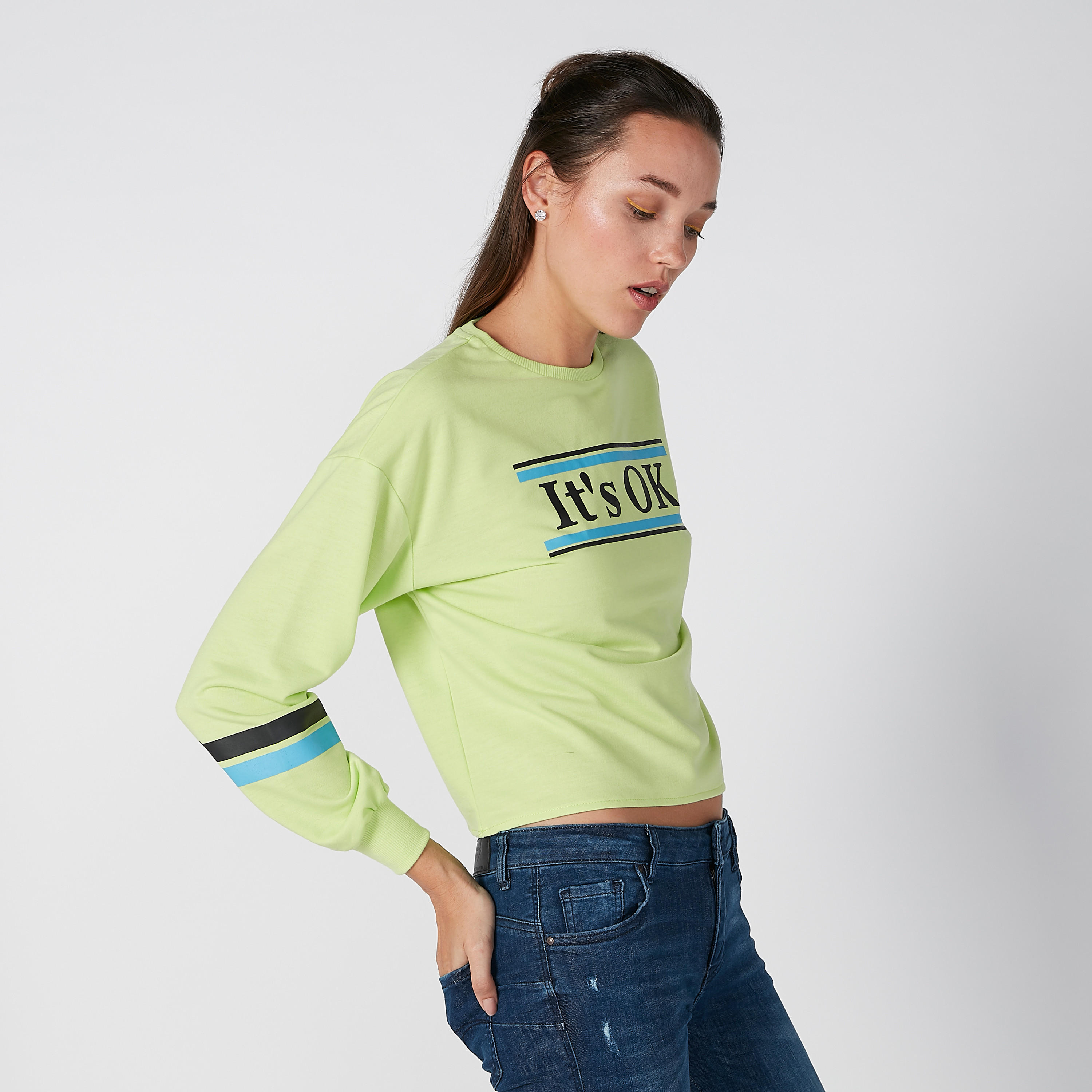 Printed Sweatshirt with Round Neck and Cuffed Long Sleeves-women-winterwear-hoodiesandsweatshirts-sweatshirts-image-2