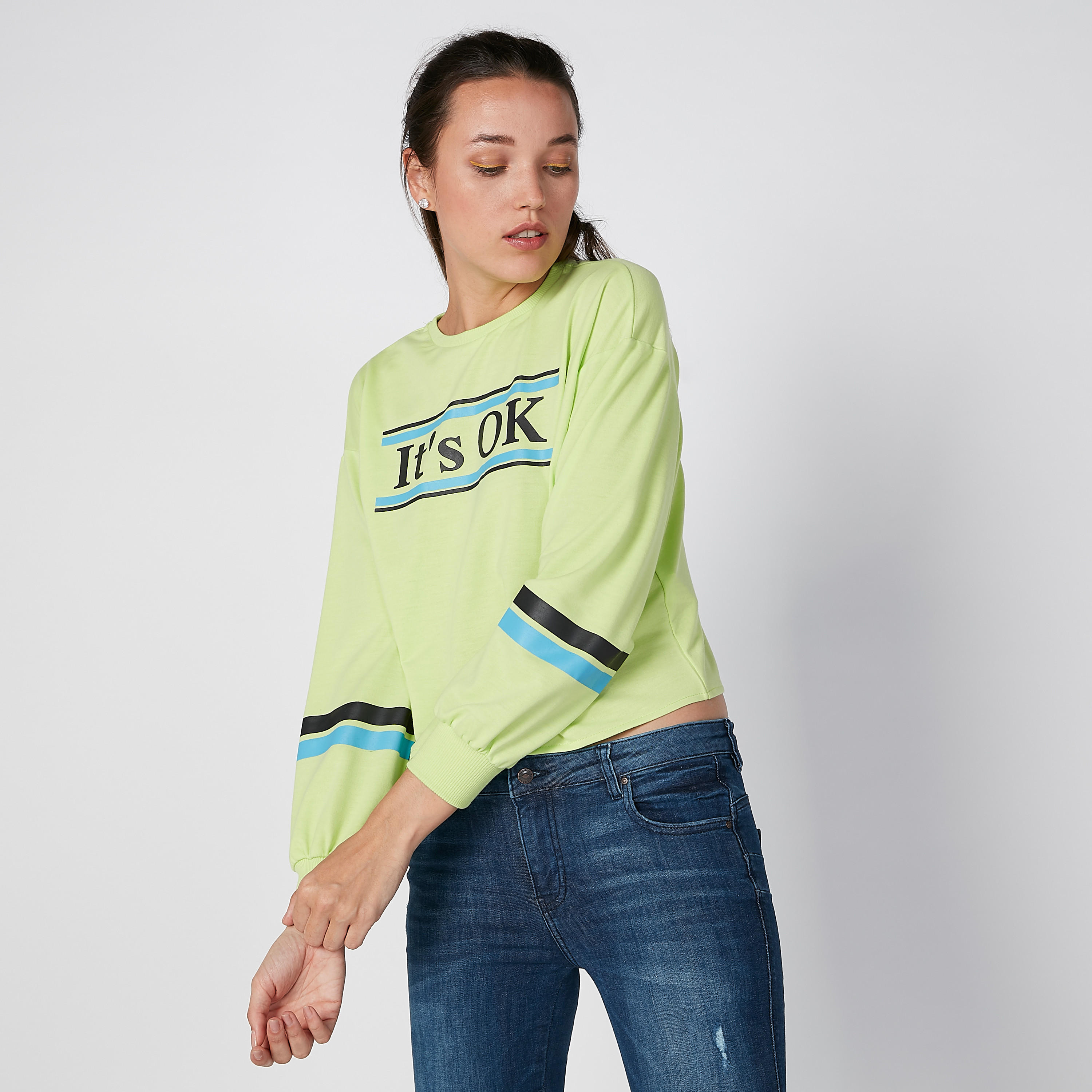 Printed Sweatshirt with Round Neck and Cuffed Long Sleeves-women-winterwear-hoodiesandsweatshirts-sweatshirts-image-3