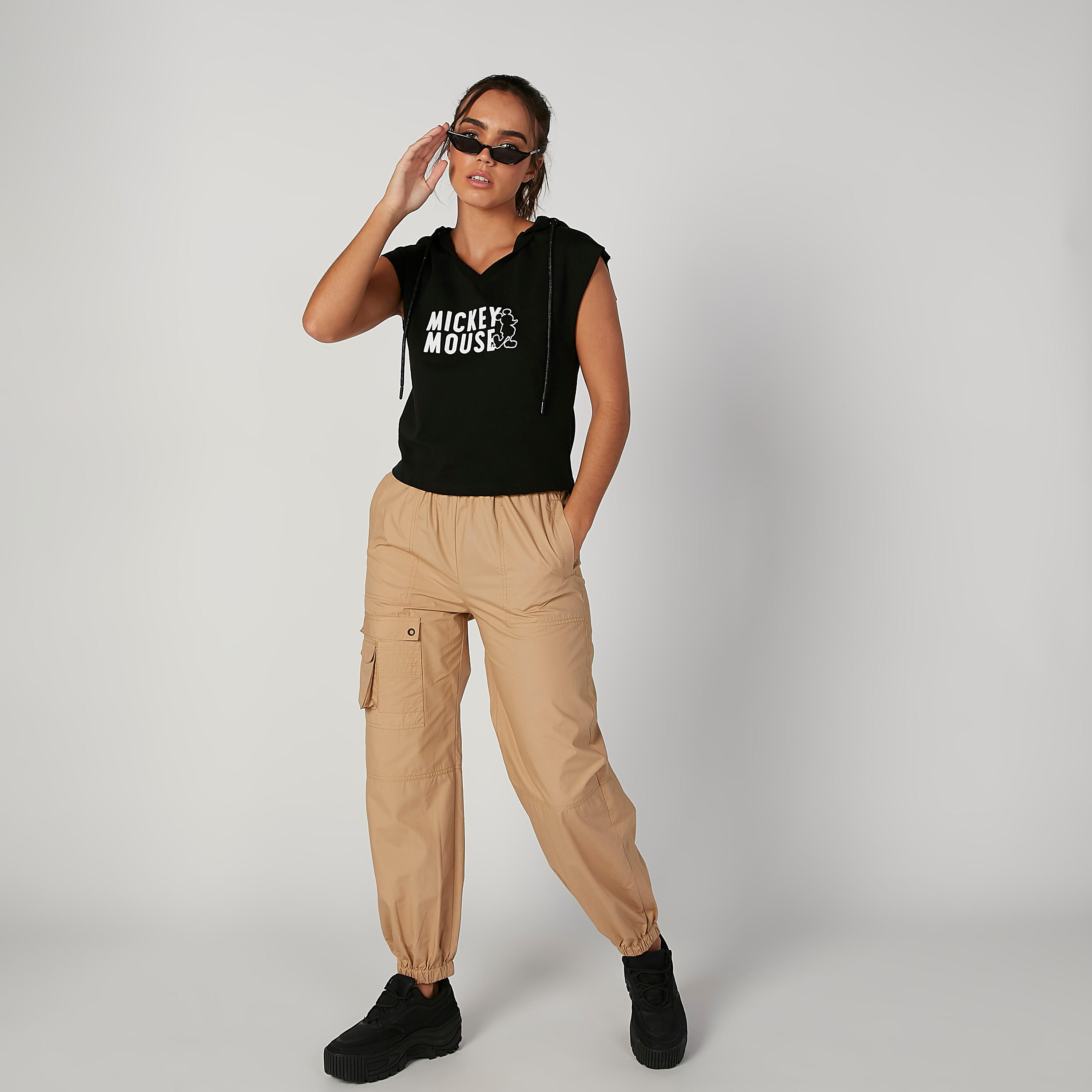 Full Length Plain Cargo Pants with Pocket Detail-women-clothing-bottoms-trousers-image-2
