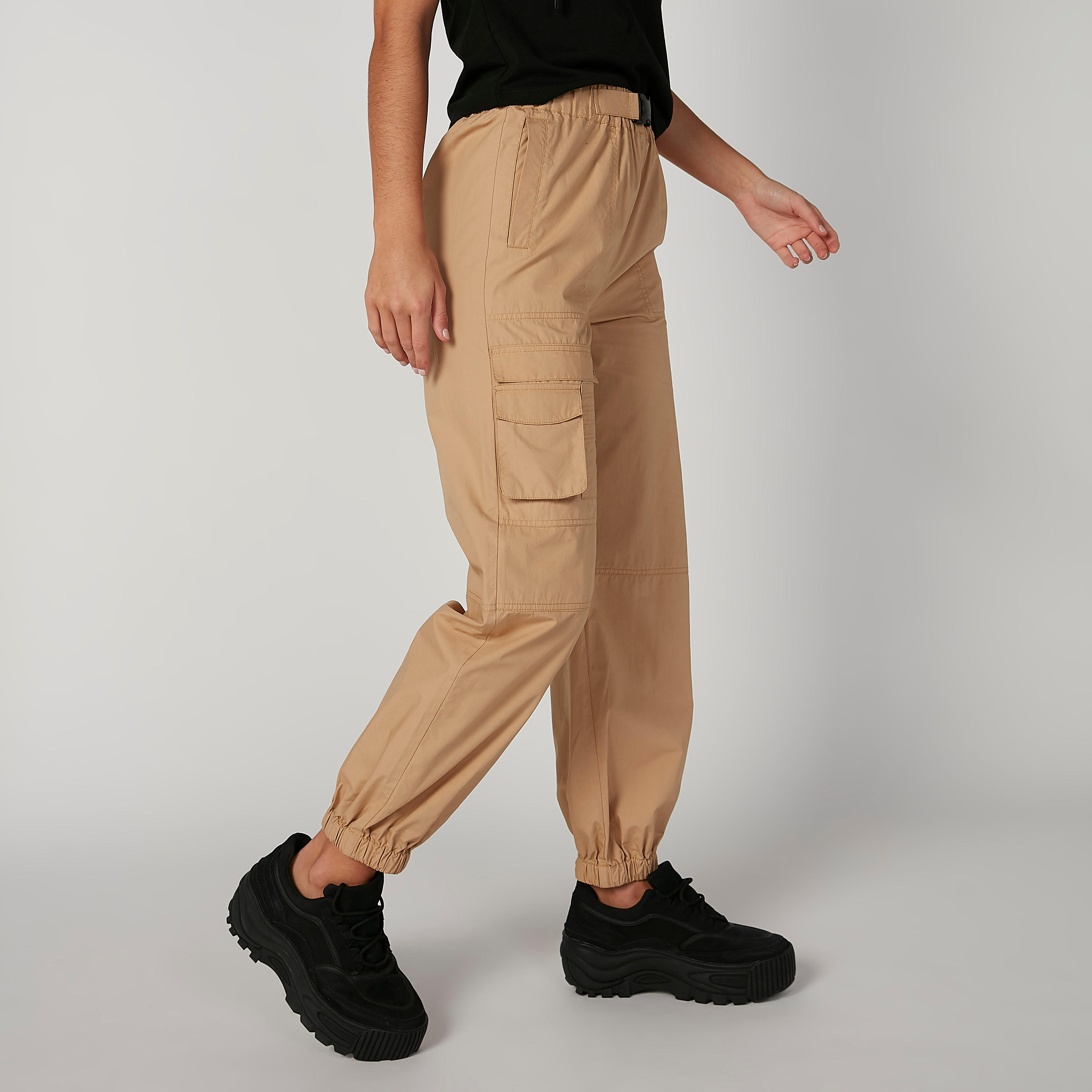 Full Length Plain Cargo Pants with Pocket Detail-women-clothing-bottoms-trousers-image-4
