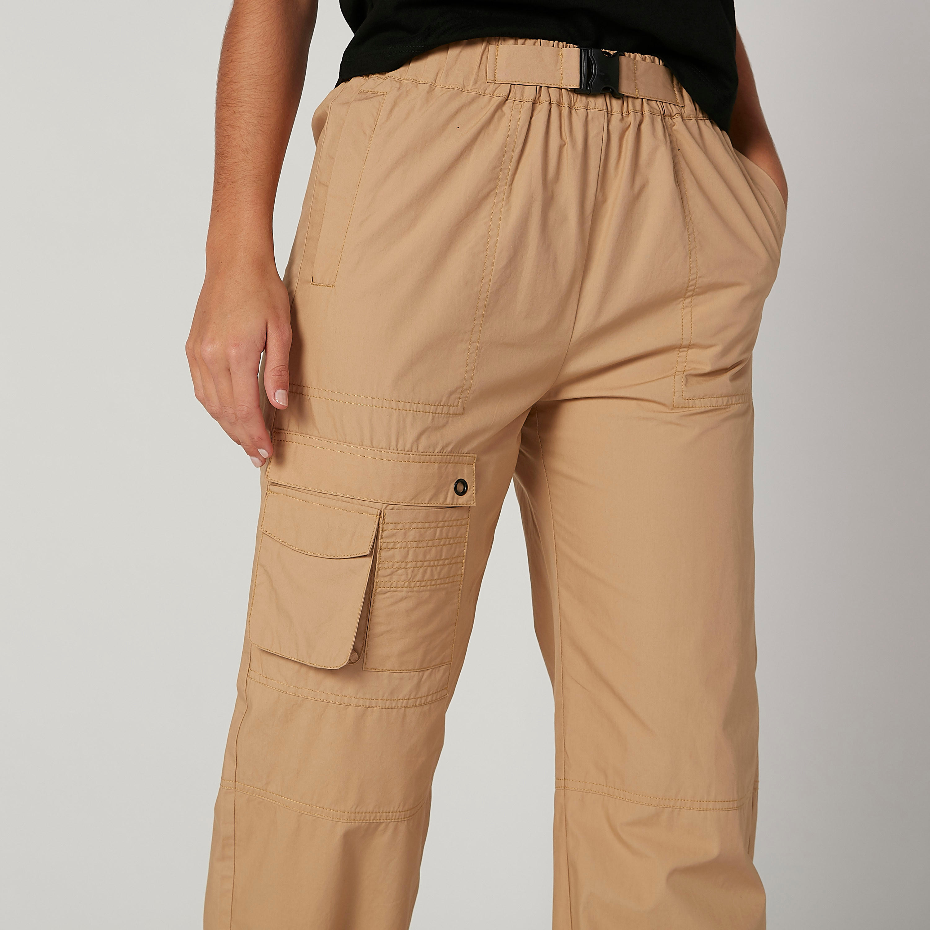Full Length Plain Cargo Pants with Pocket Detail-women-clothing-bottoms-trousers-image-5