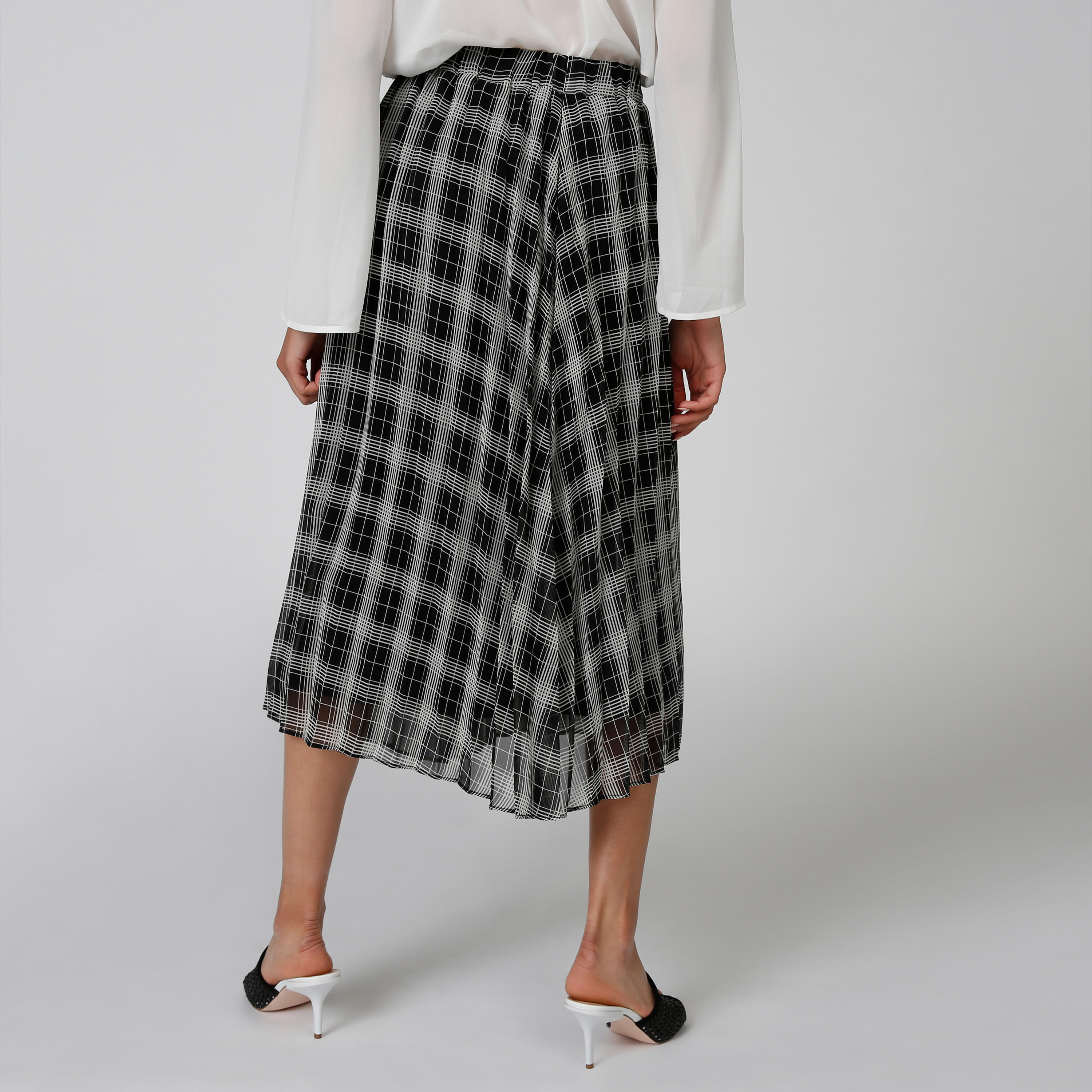 تنورة ميدي كاروهات إيه لاين بخصر مطّاطي-women-clothing-bottoms-skirts-image-2