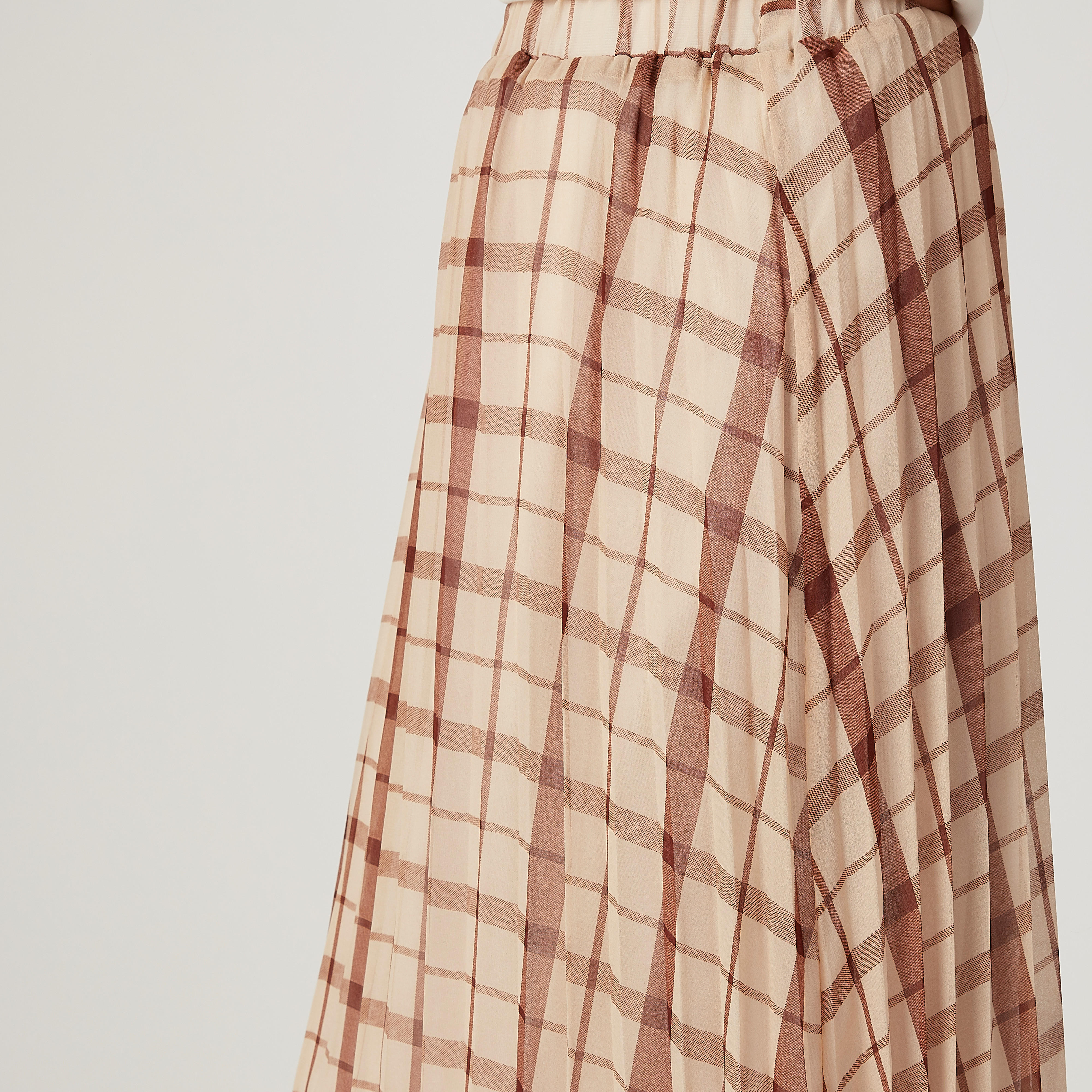 تنورة ميدي كاروهات إيه لاين بخصر مطّاطي-women-clothing-bottoms-skirts-image-3