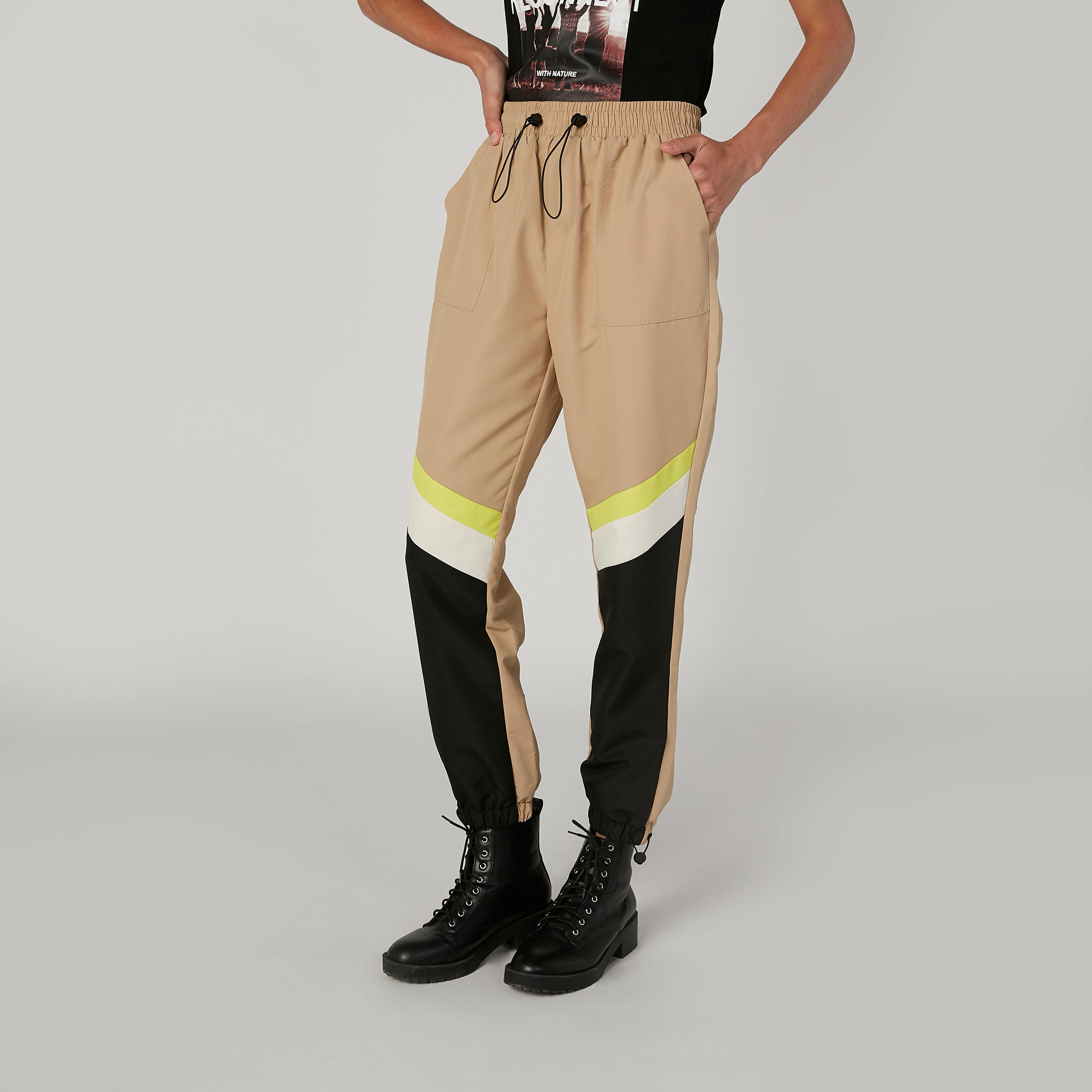 بنطلون بنمط كتل الألوان بخصر متوسط الارتفاع وجيوب-women-clothing-bottoms-trousers-image-1