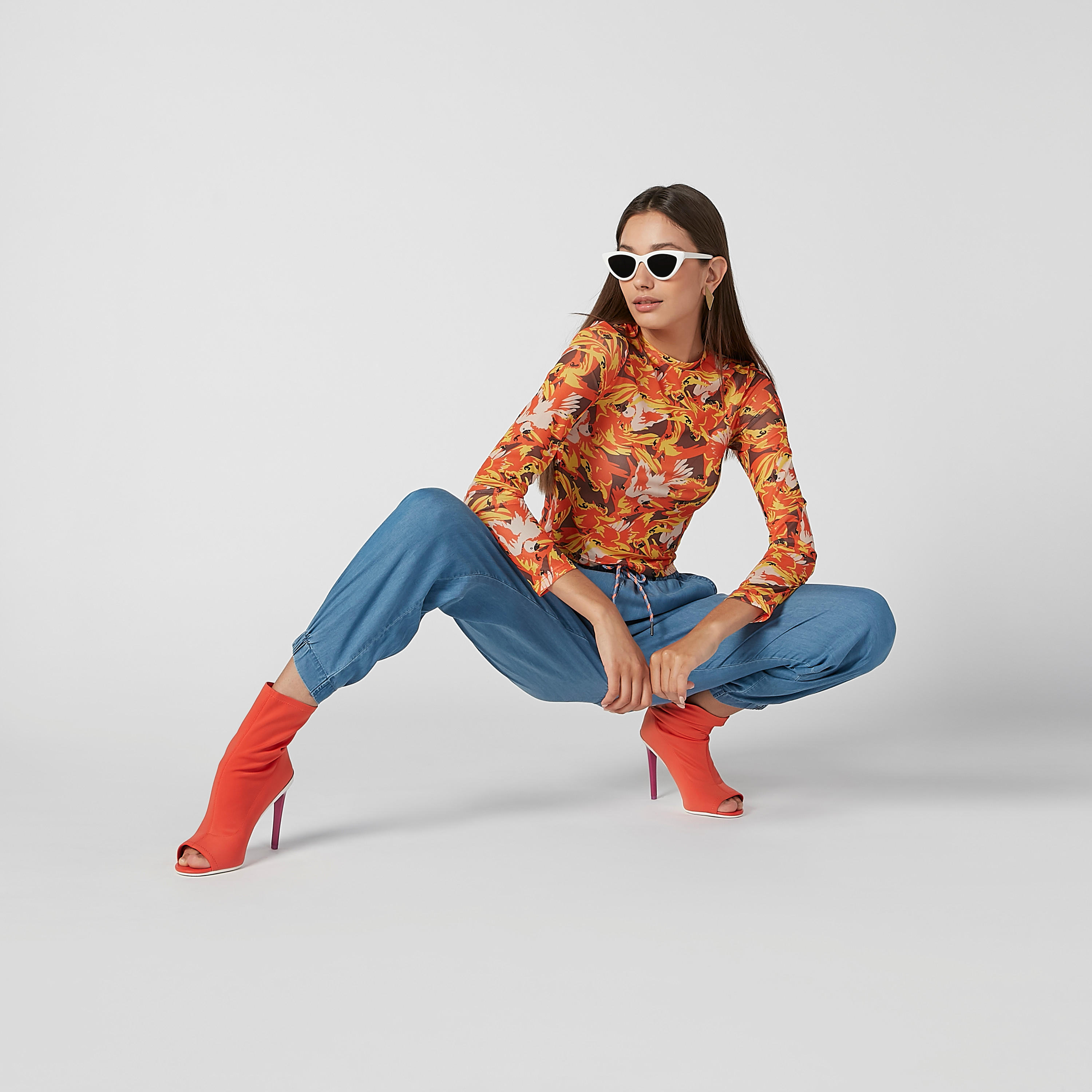 Printed Cropped T-shirt with Round Neck and Long Sleeves-women-clothing-tshirts-image-3