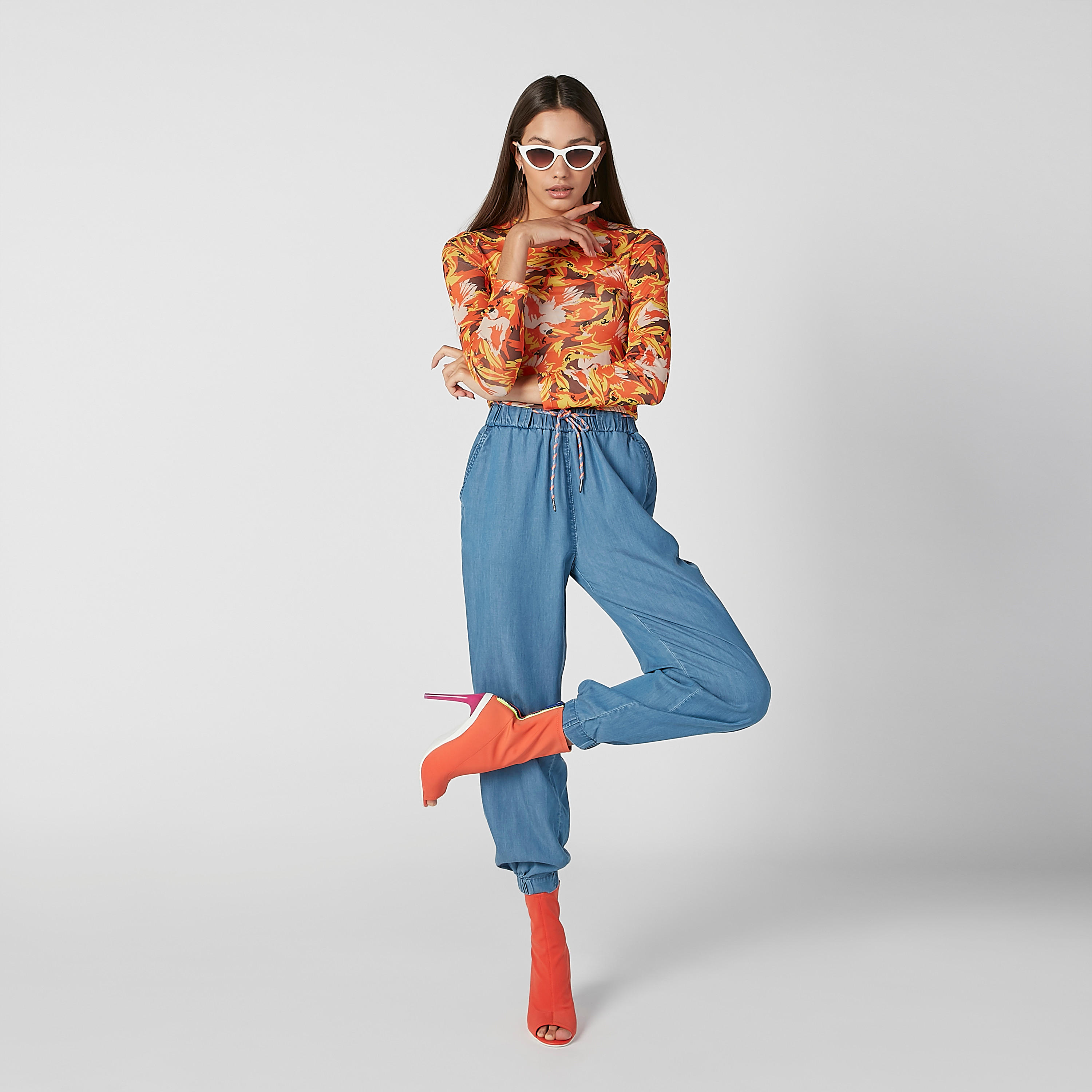 Printed Cropped T-shirt with Round Neck and Long Sleeves-women-clothing-tshirts-image-5