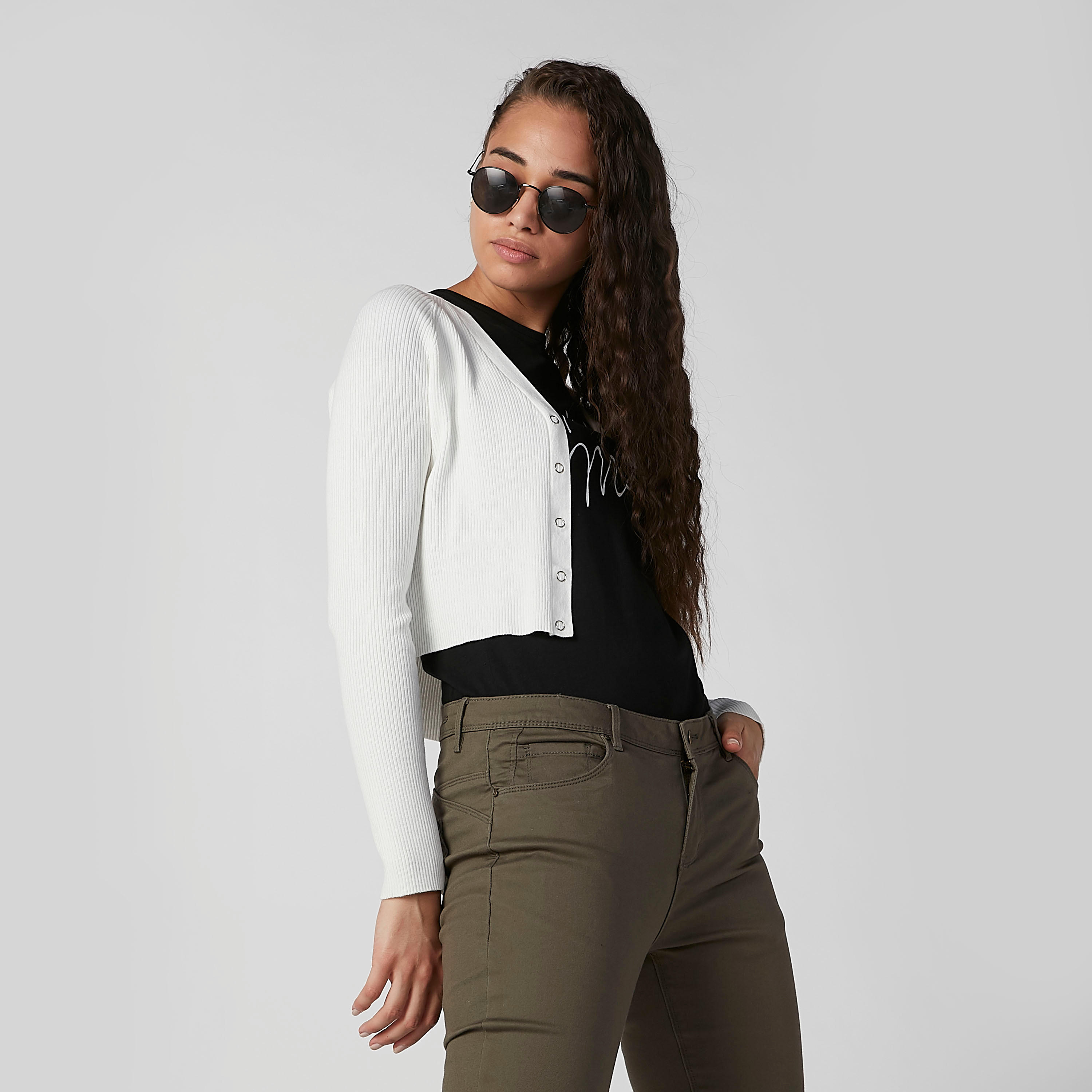 Textured Cardigan with Long Sleeves and Press Button Closure-women-winterwear-cardigansandjumpers-cardigans-image-4