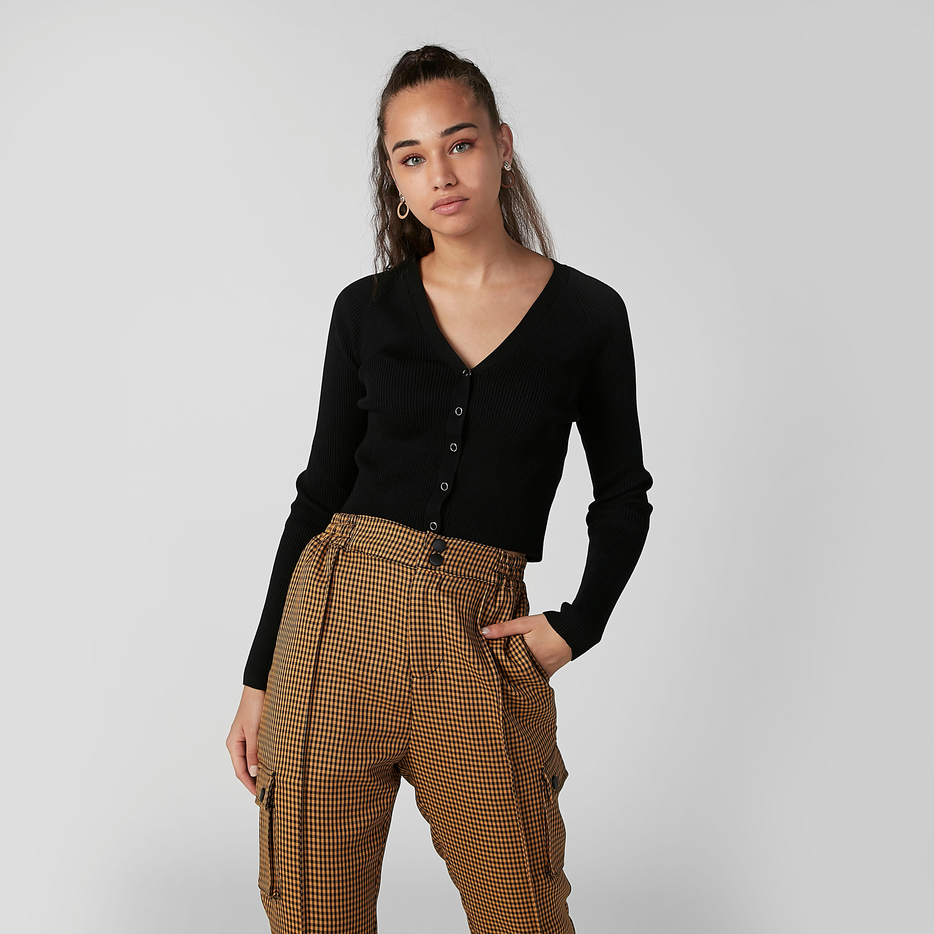 Textured Cardigan with V-neck and Long Sleeves-women-winterwear-cardigansandjumpers-cardigans-image-1