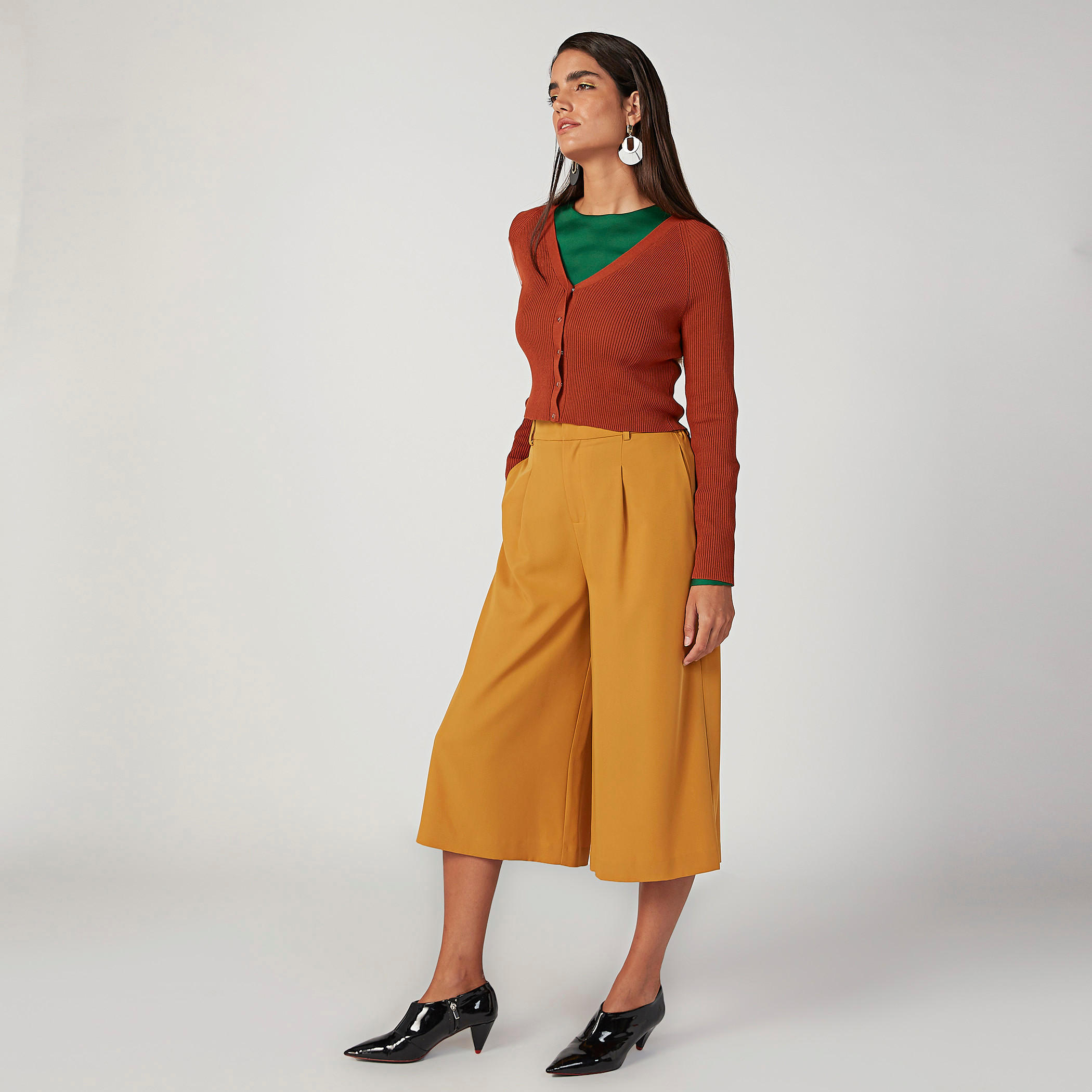 كارديجان بارز الملمس بياقة V وأكمام طويلة-women-winterwear-cardigansandjumpers-cardigans-image-2