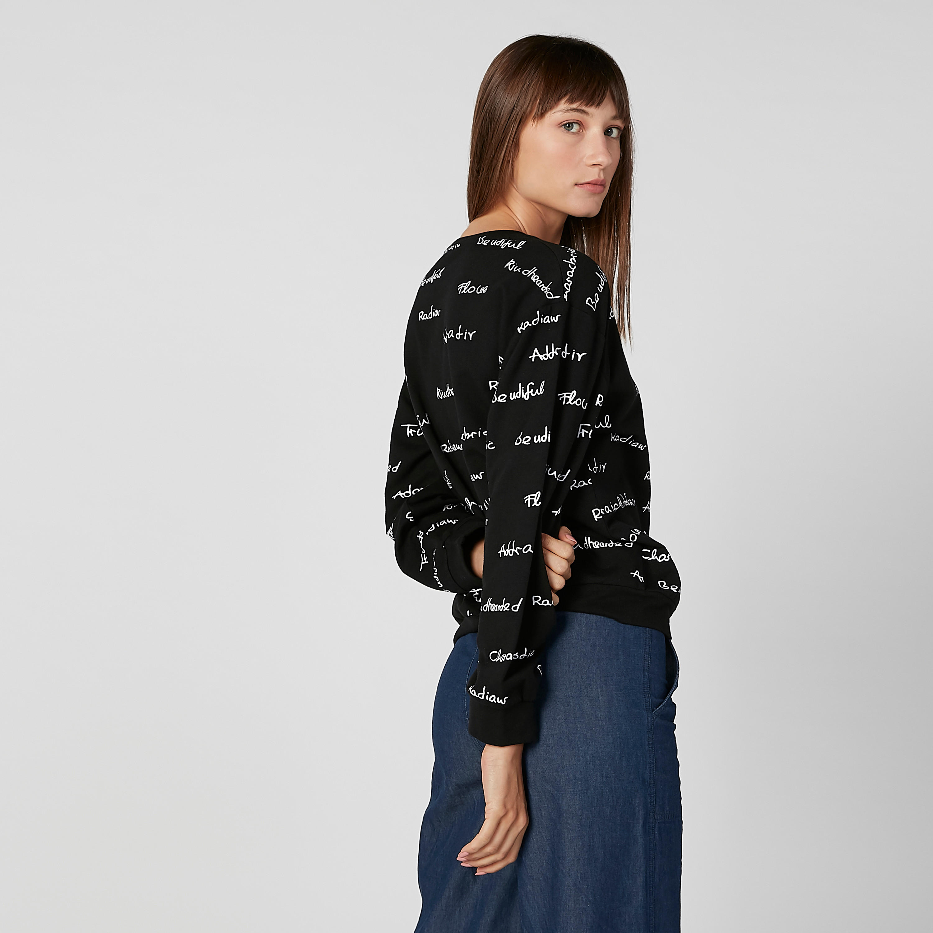 Printed Sweatshirt with Round Neck and Long Sleeves-women-winterwear-hoodiesandsweatshirts-sweatshirts-image-3