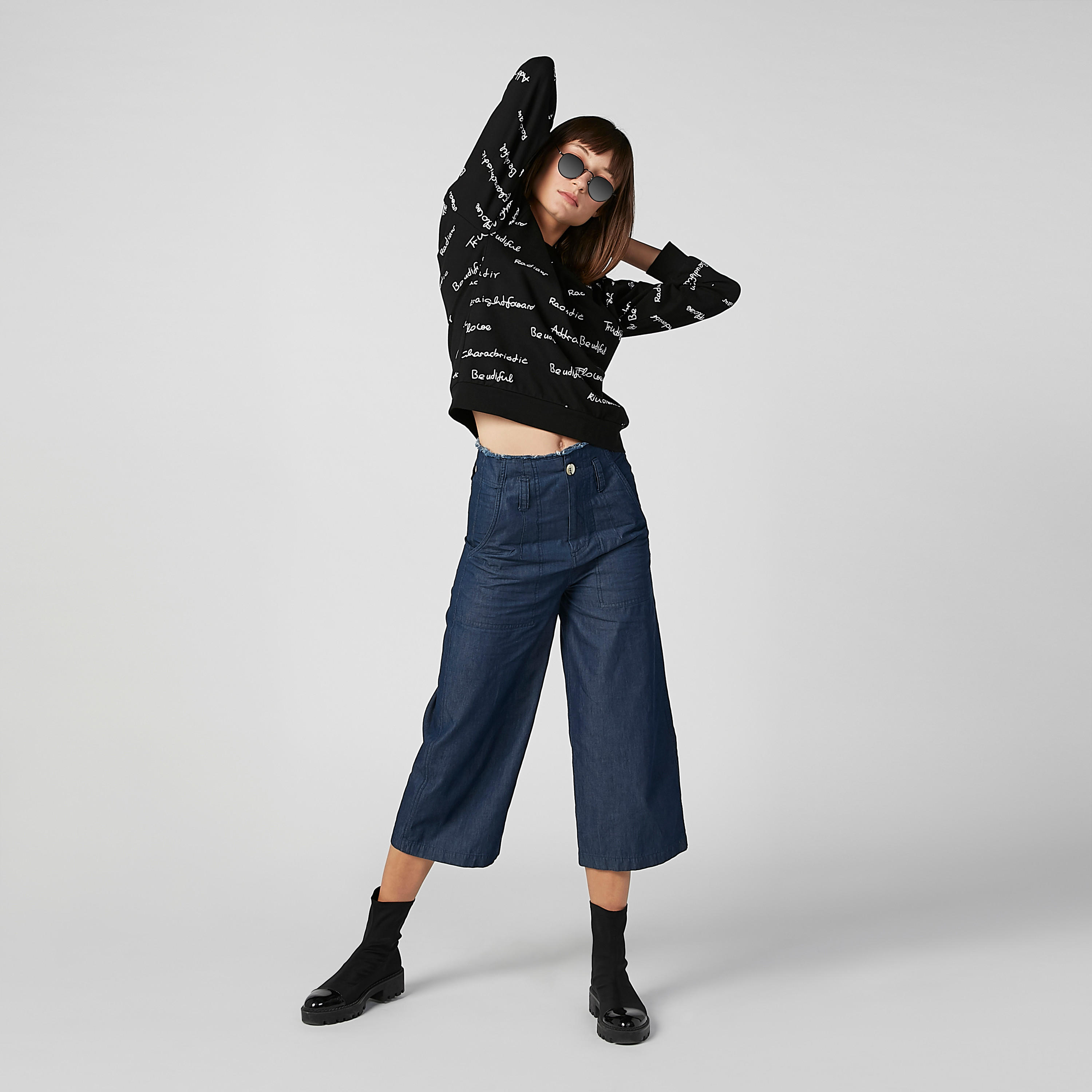 Printed Sweatshirt with Round Neck and Long Sleeves-women-winterwear-hoodiesandsweatshirts-sweatshirts-image-5