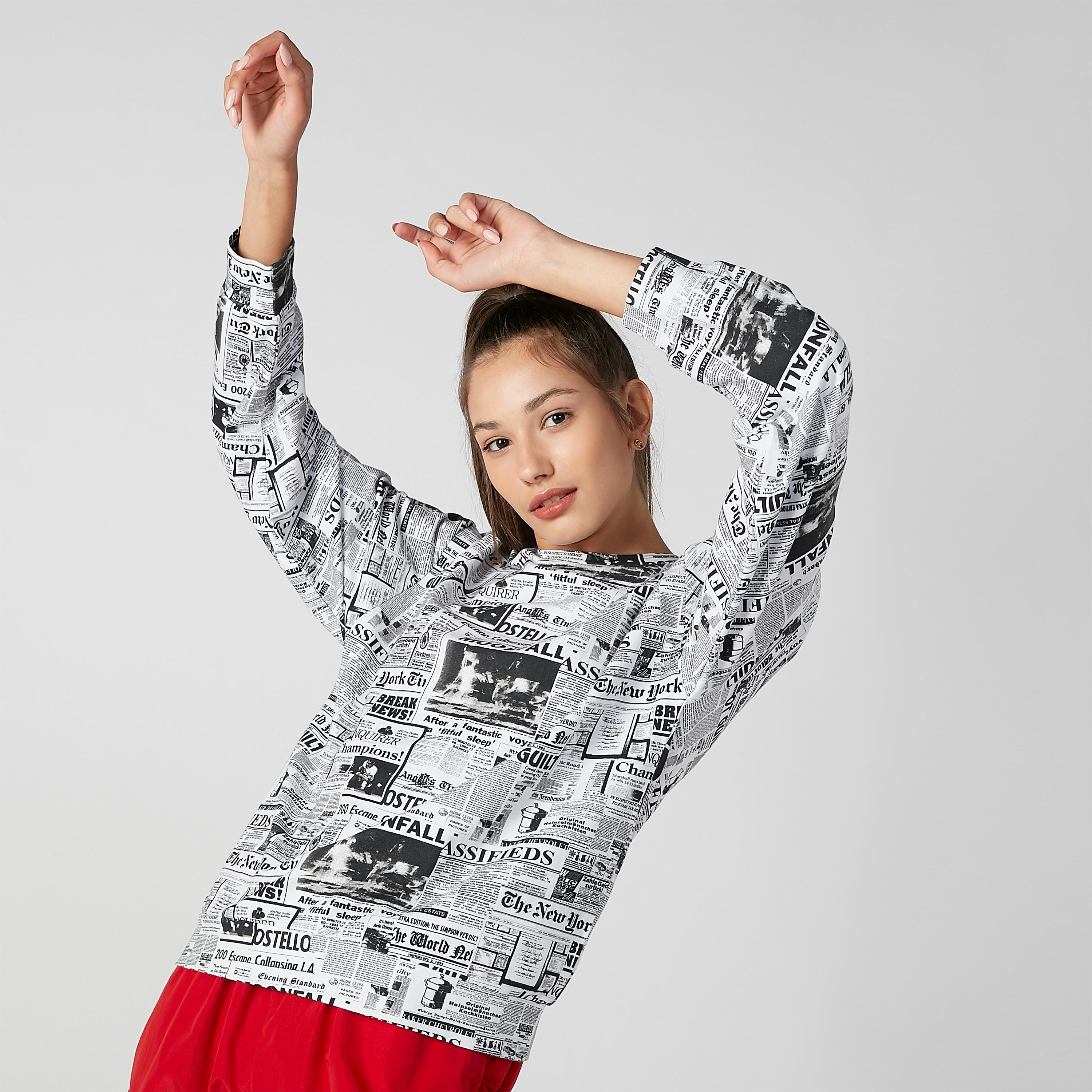 Printed Sweatshirt with Round Neck and Long Sleeves-women-winterwear-hoodiesandsweatshirts-sweatshirts-image-1