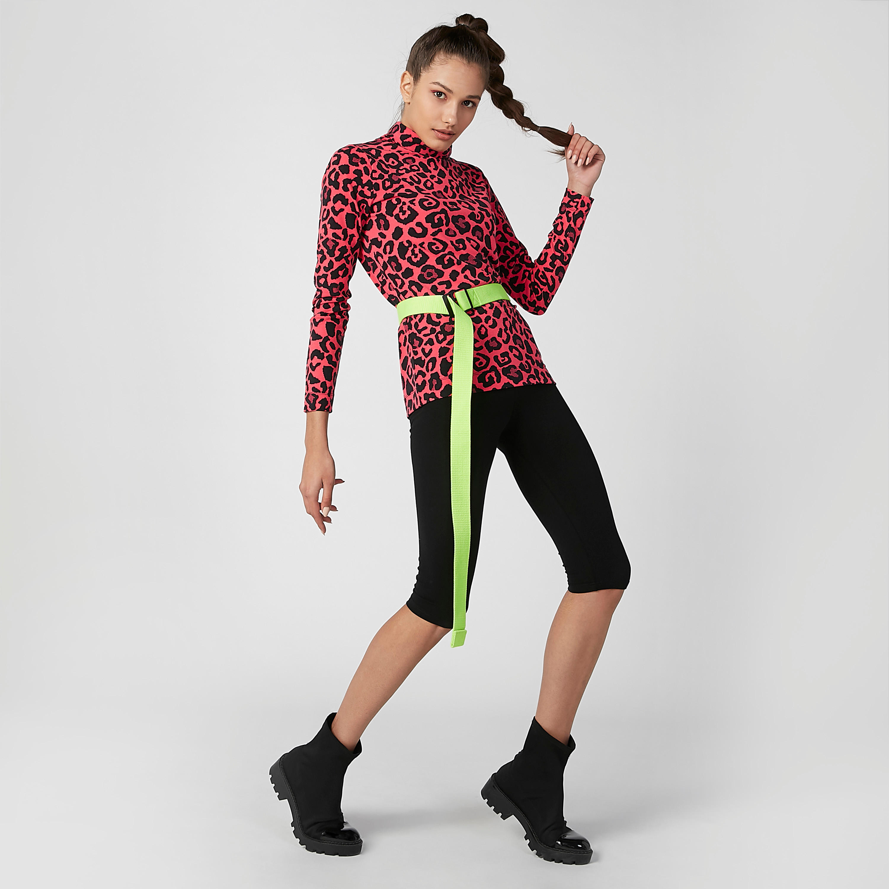 Printed Top with High Neck and Long Sleeves-women-clothing-shirtsandblouses-blouses-image-1